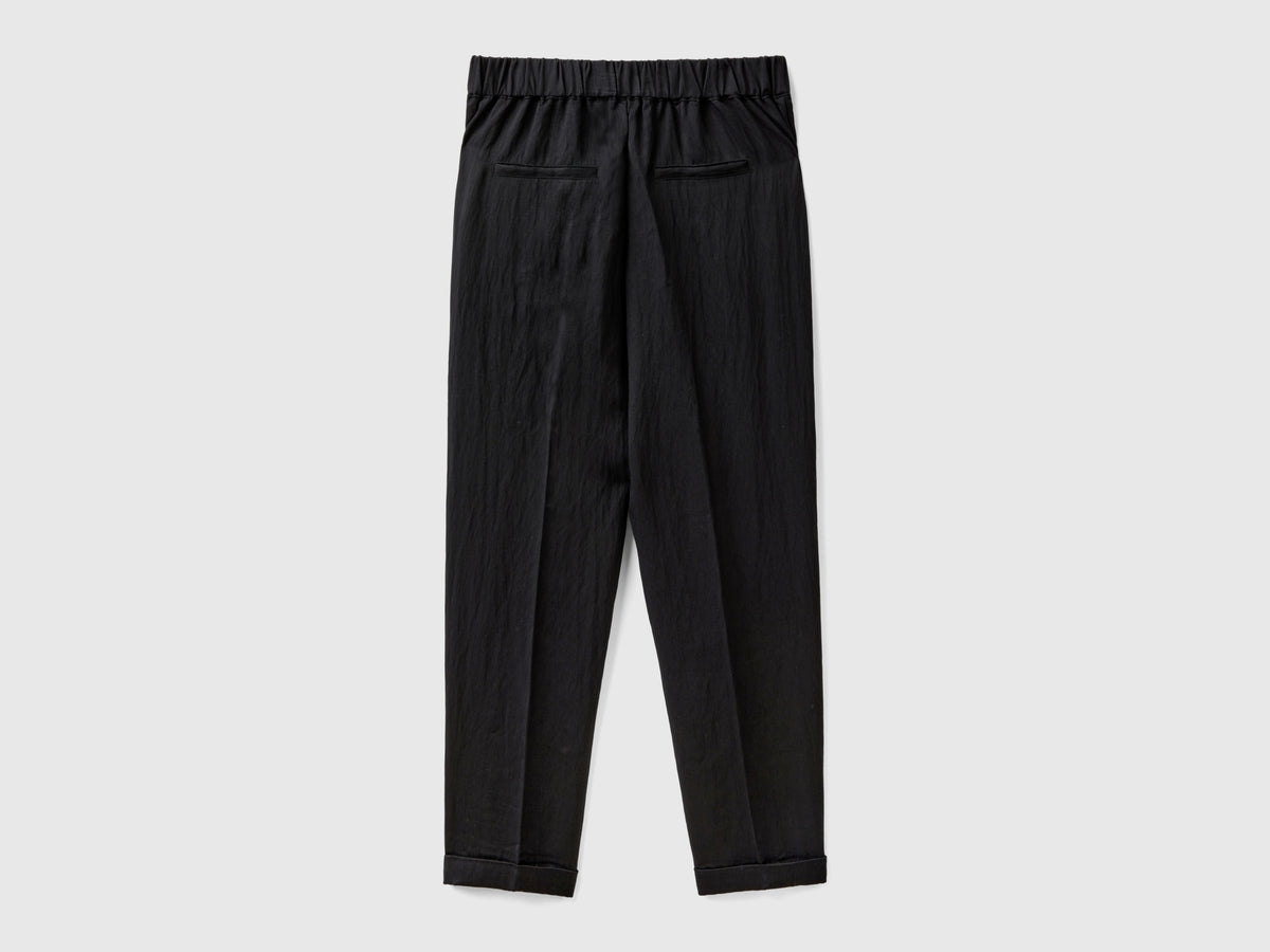 Pantaloni con risvolto in misto viscosa