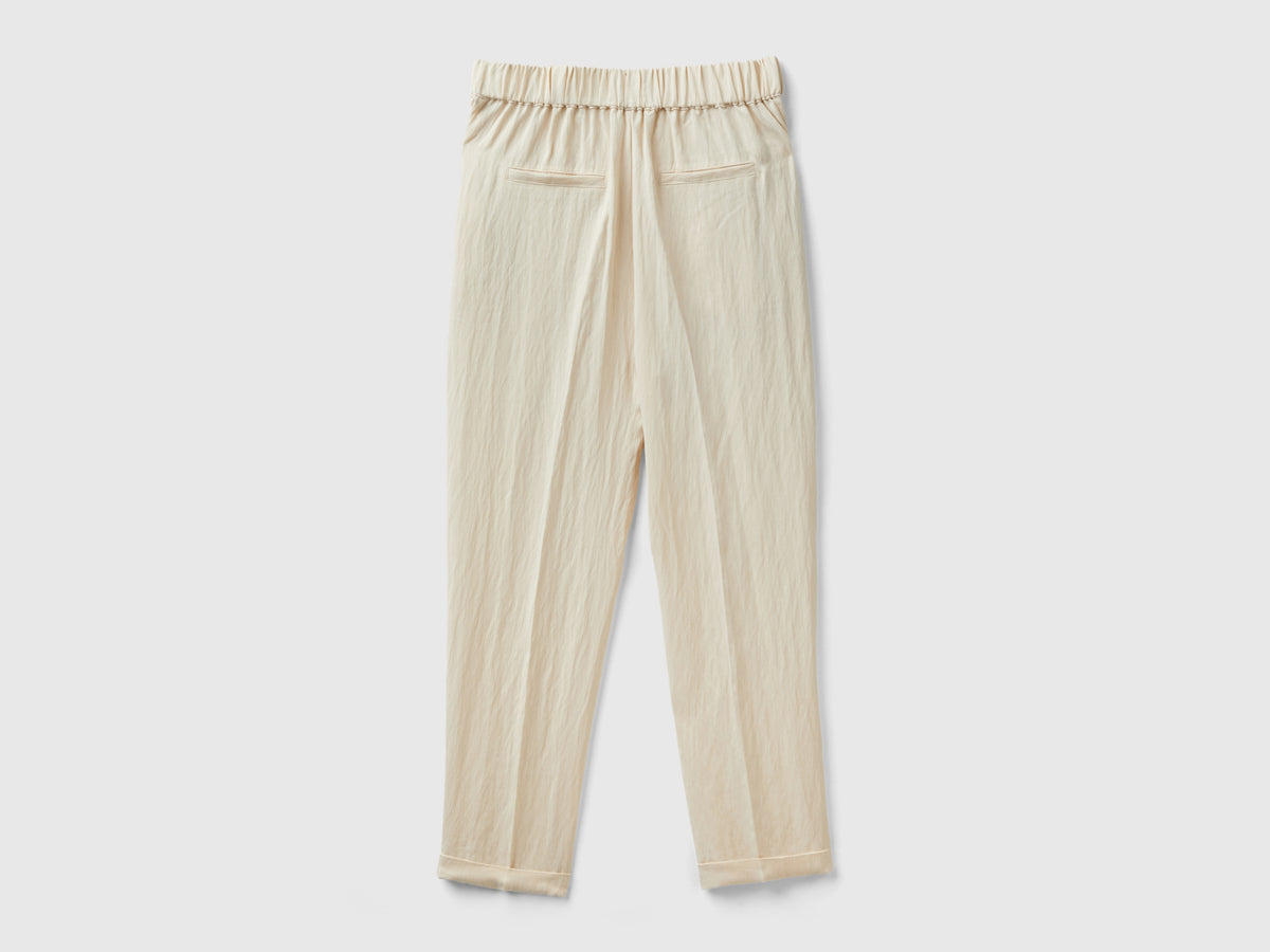 Pantaloni con risvolto in misto viscosa