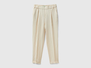 Pantaloni con risvolto in misto viscosa