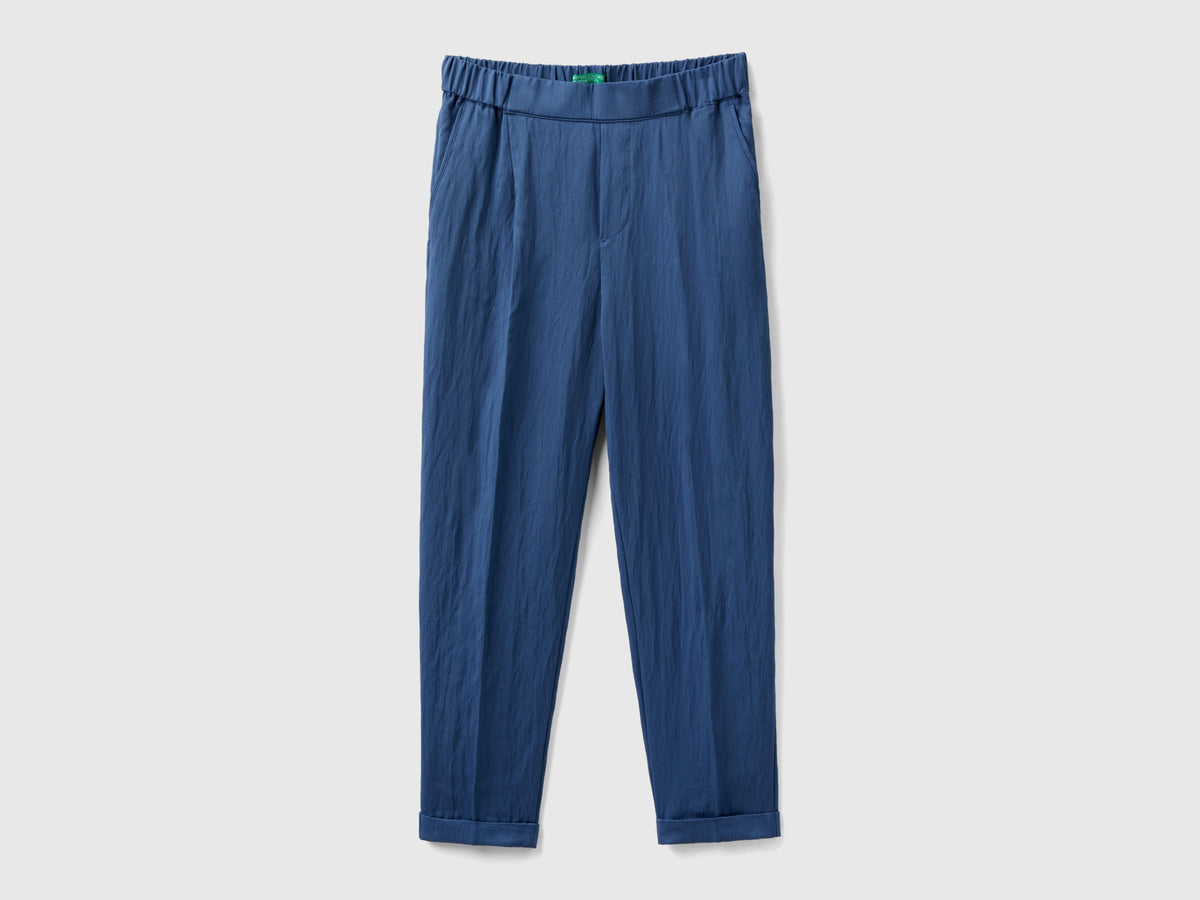Pantaloni con risvolto in misto viscosa