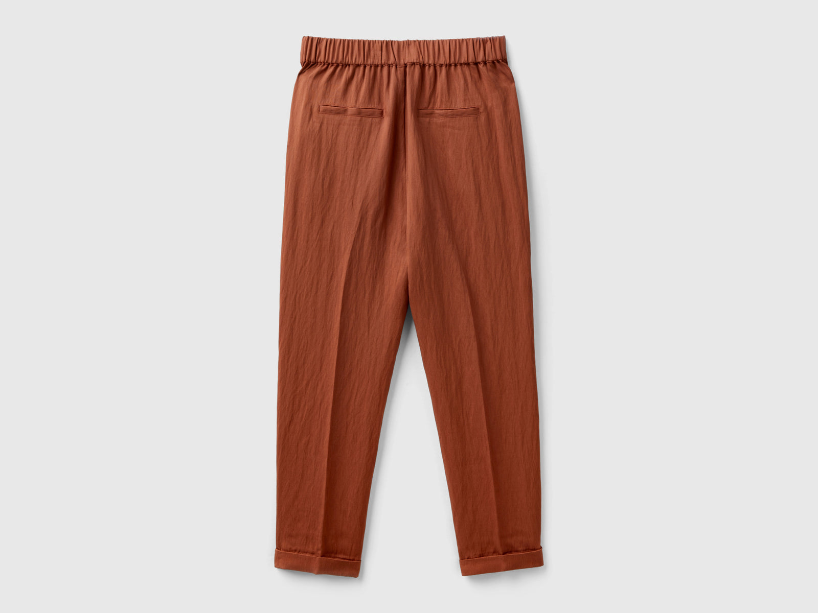 Pantaloni con risvolto in misto viscosa da donna bruciato 2 | Benetton Outlet