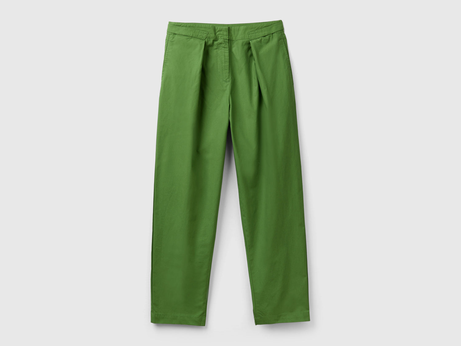 Pantaloni in cotone leggero da donna verde militare | Benetton Outlet
