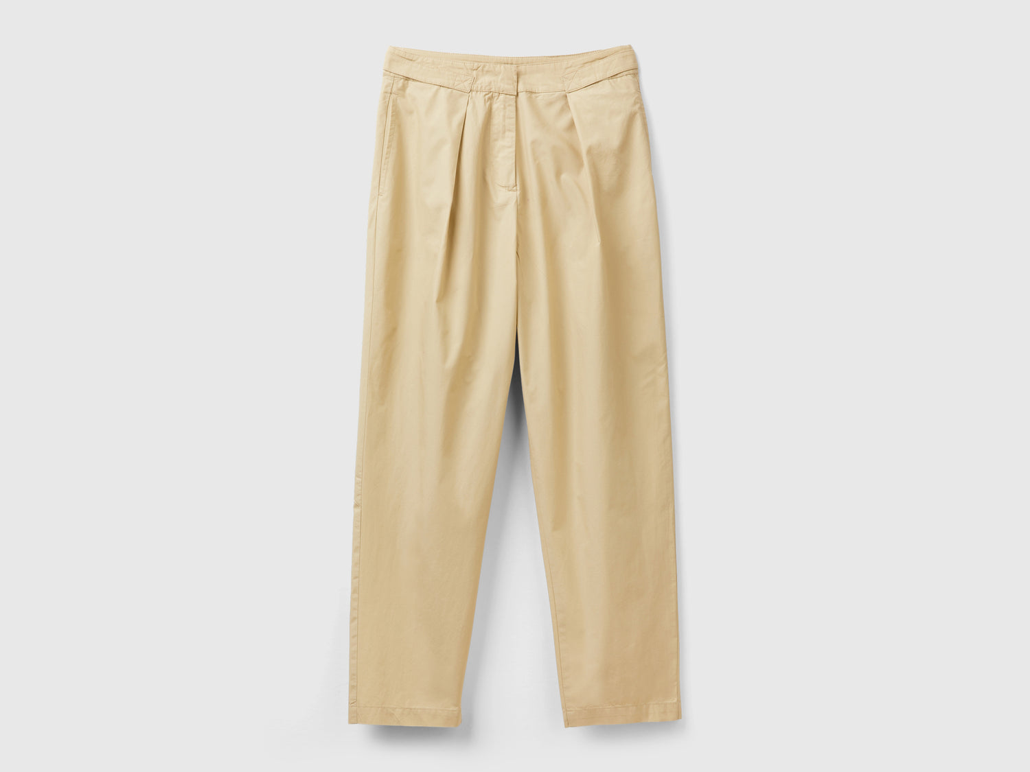 Pantaloni in cotone leggero da donna beige | Benetton Outlet