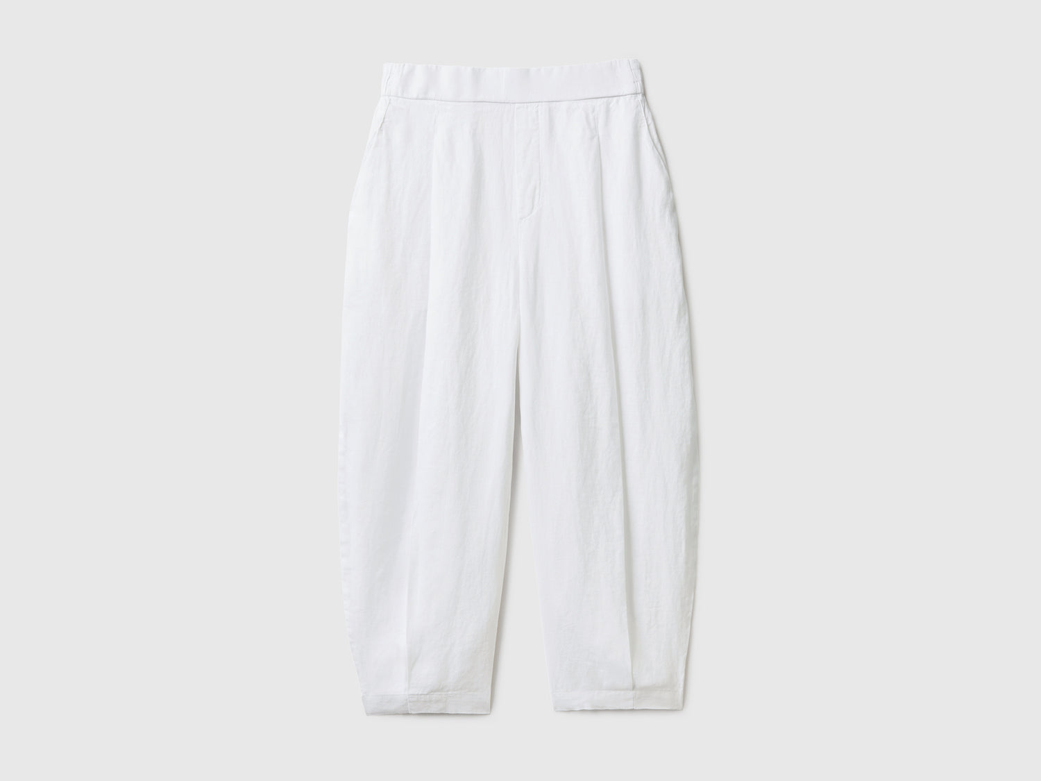Pantaloni morbidi in puro lino da donna bianco | Benetton Outlet