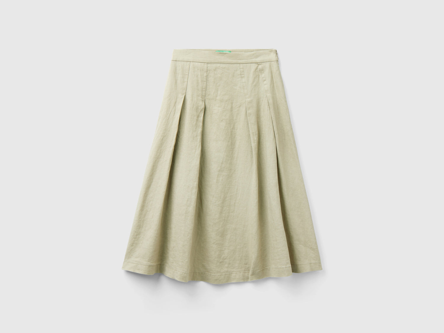 Gonna midi in puro lino da donna verde chiaro | Benetton Outlet