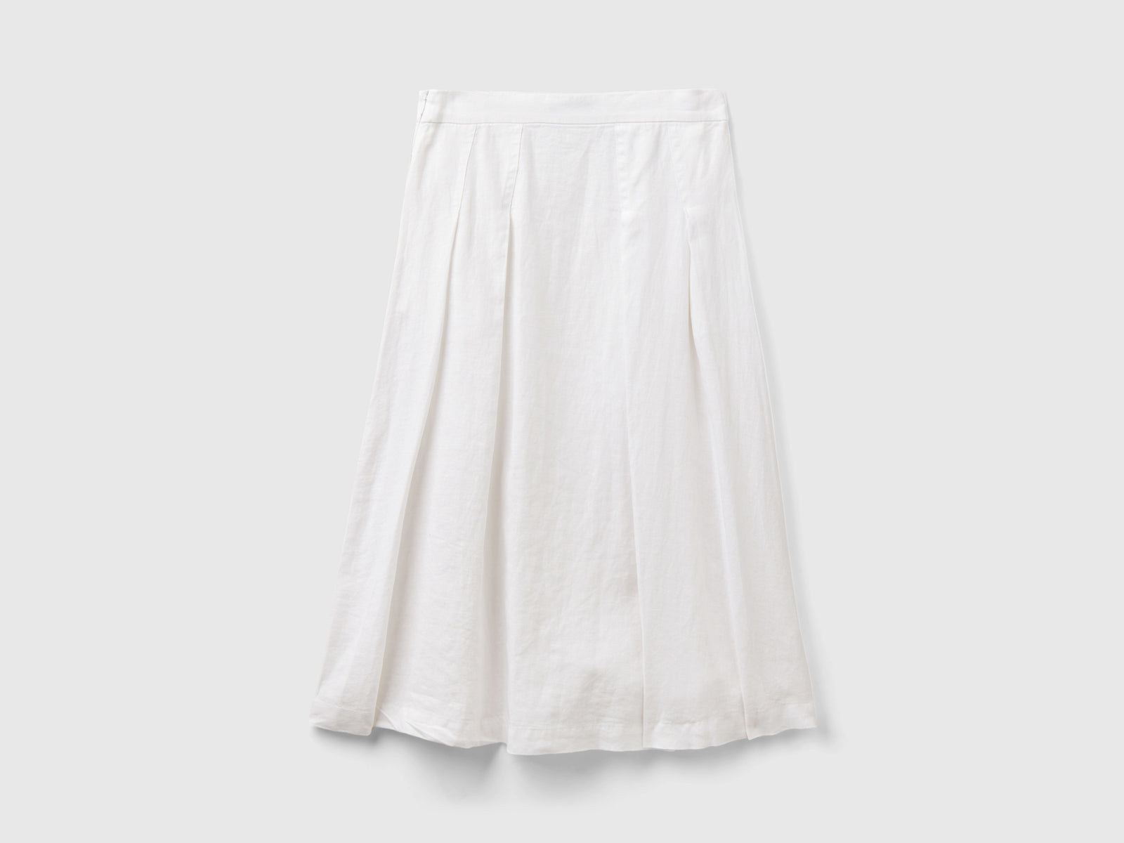 Gonna midi in puro lino da donna bianco 2 | Benetton Outlet