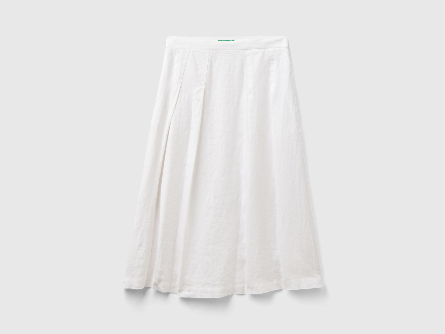 Gonna midi in puro lino da donna bianco | Benetton Outlet
