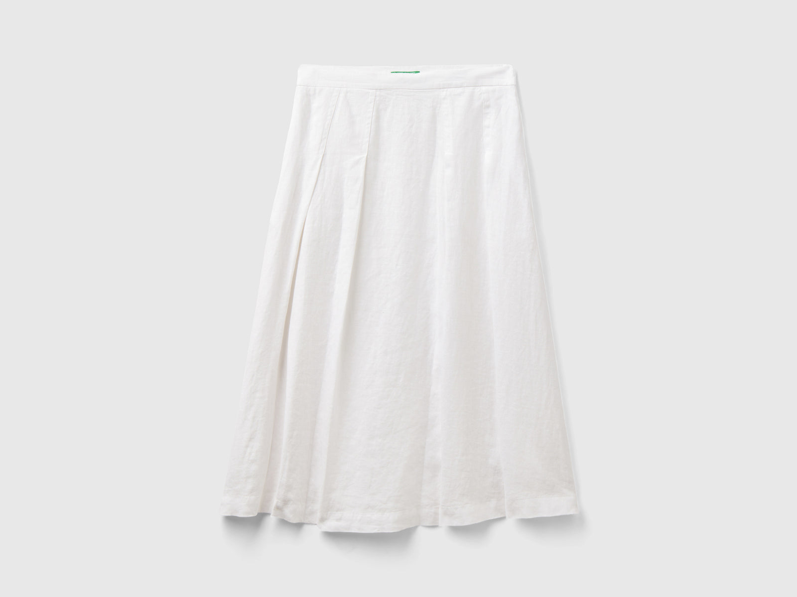Gonna midi in puro lino da donna bianco | Benetton Outlet