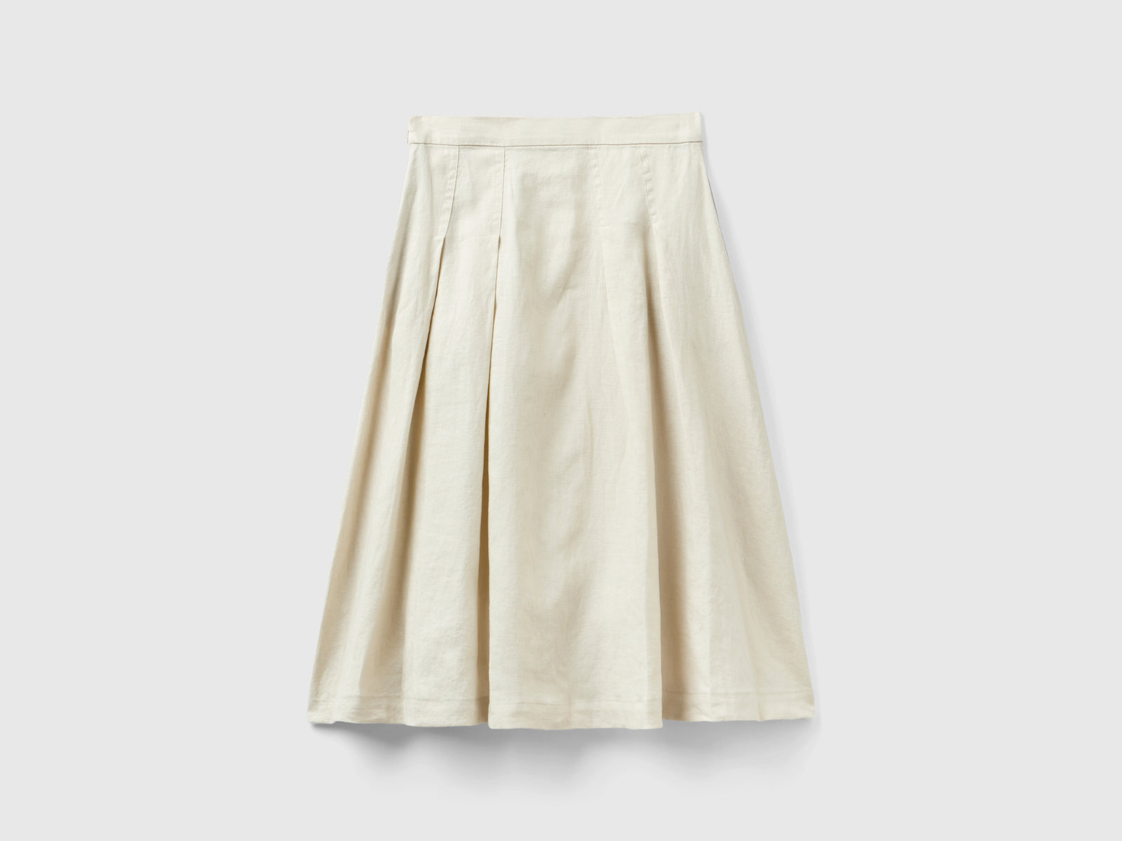 Gonna midi in puro lino da donna beige 2 | Benetton Outlet