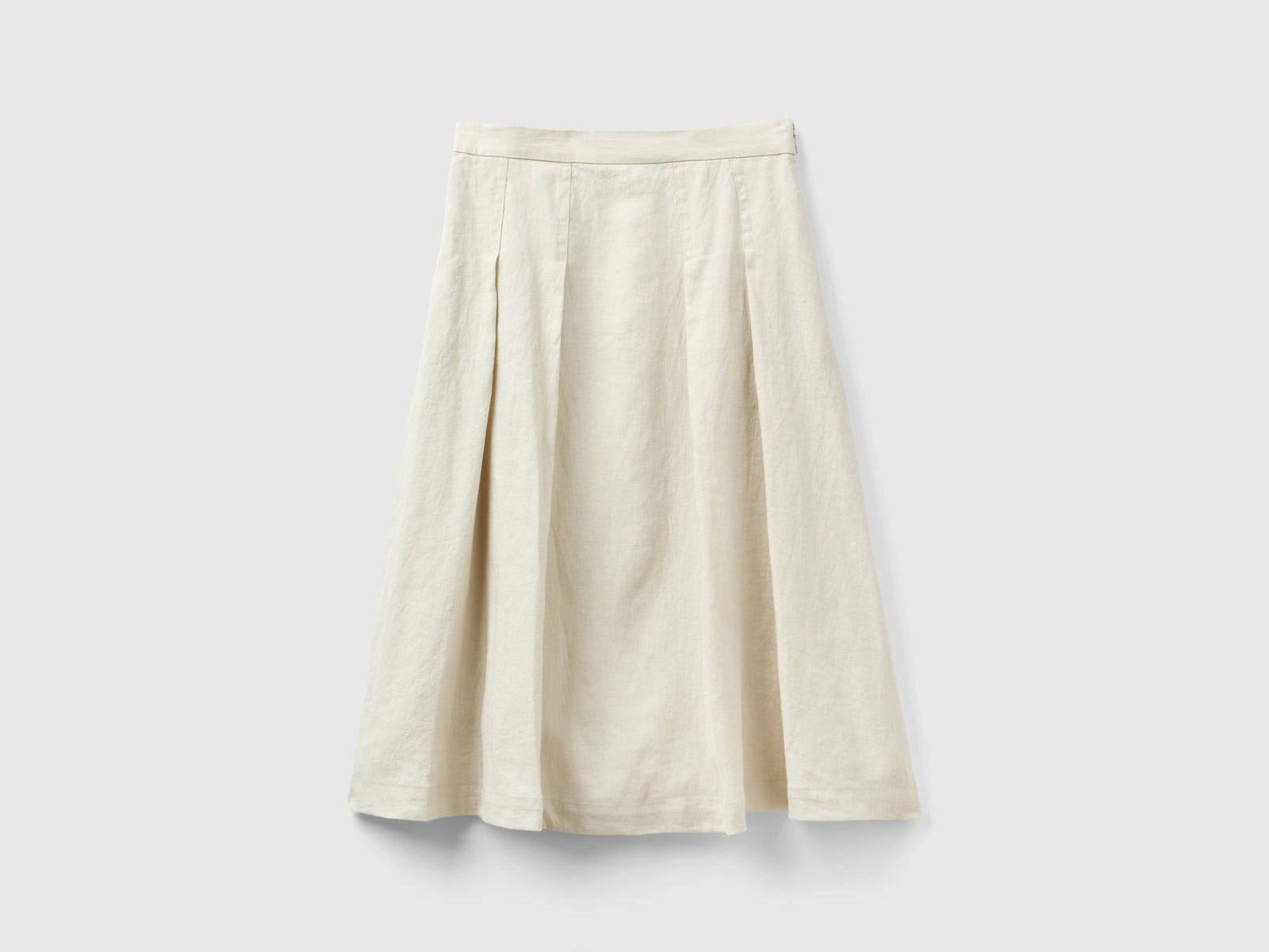 Gonna midi in puro lino da donna beige | Benetton Outlet