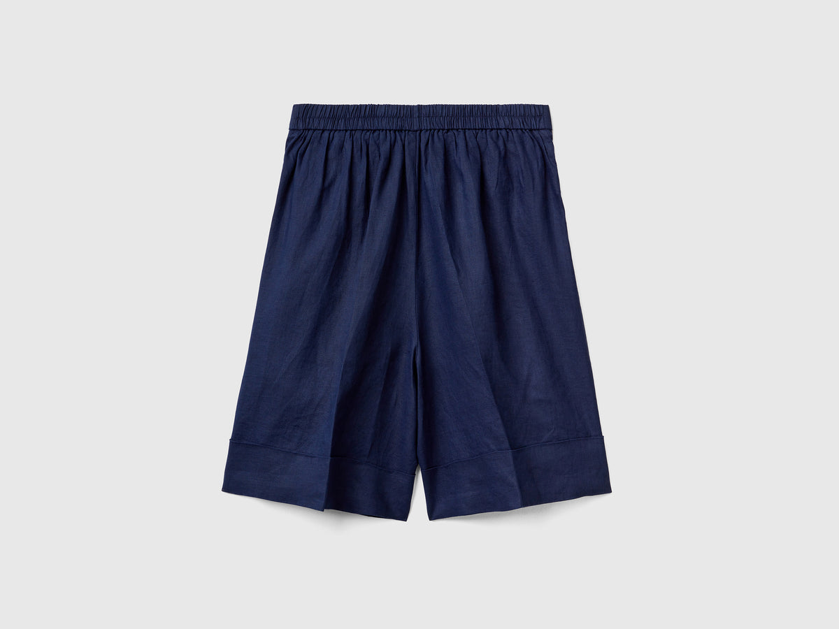 Bermuda 100% lino con risvolto