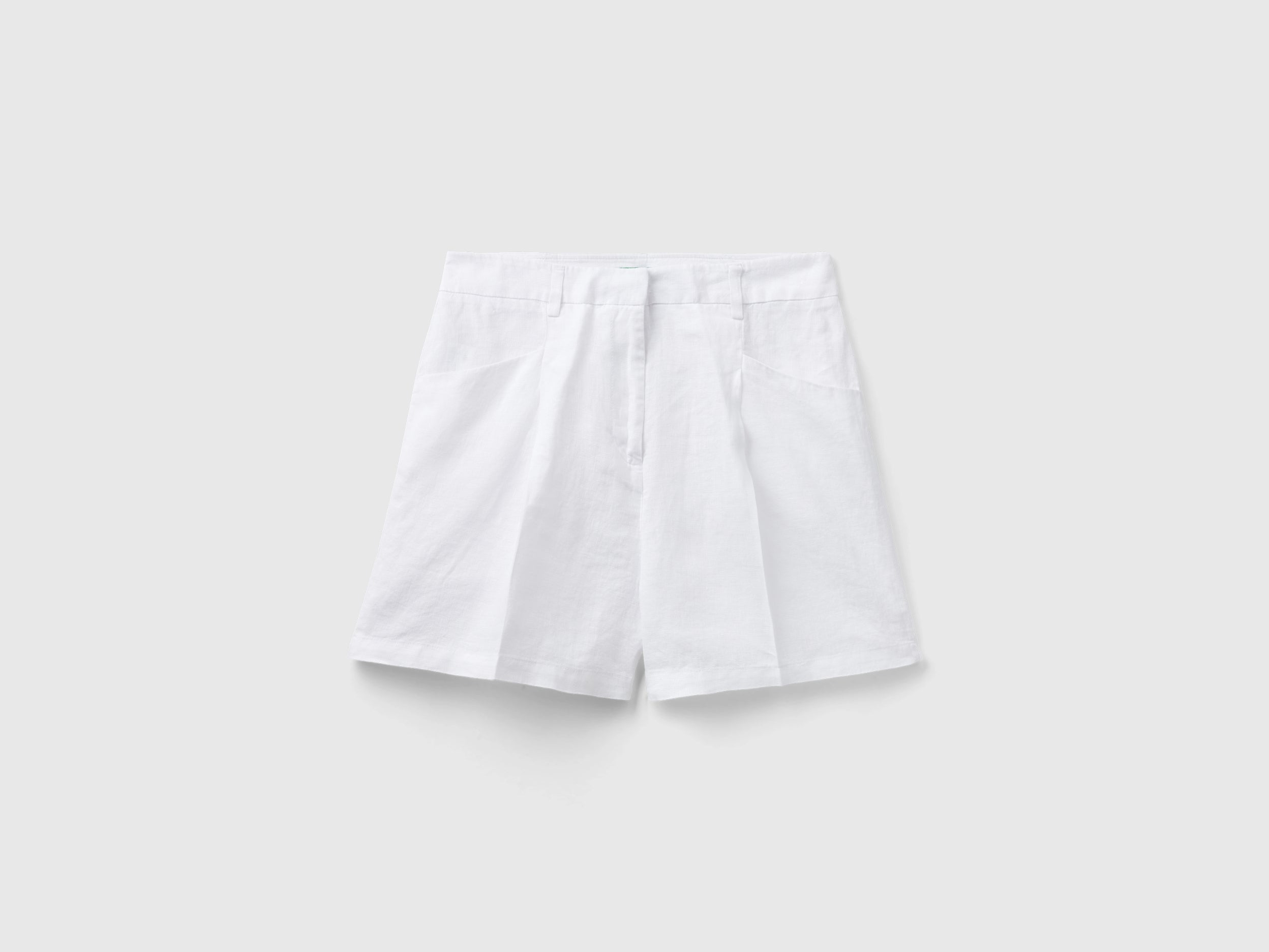 Bermudas de lino puro da donna bianco Benetton Outlet