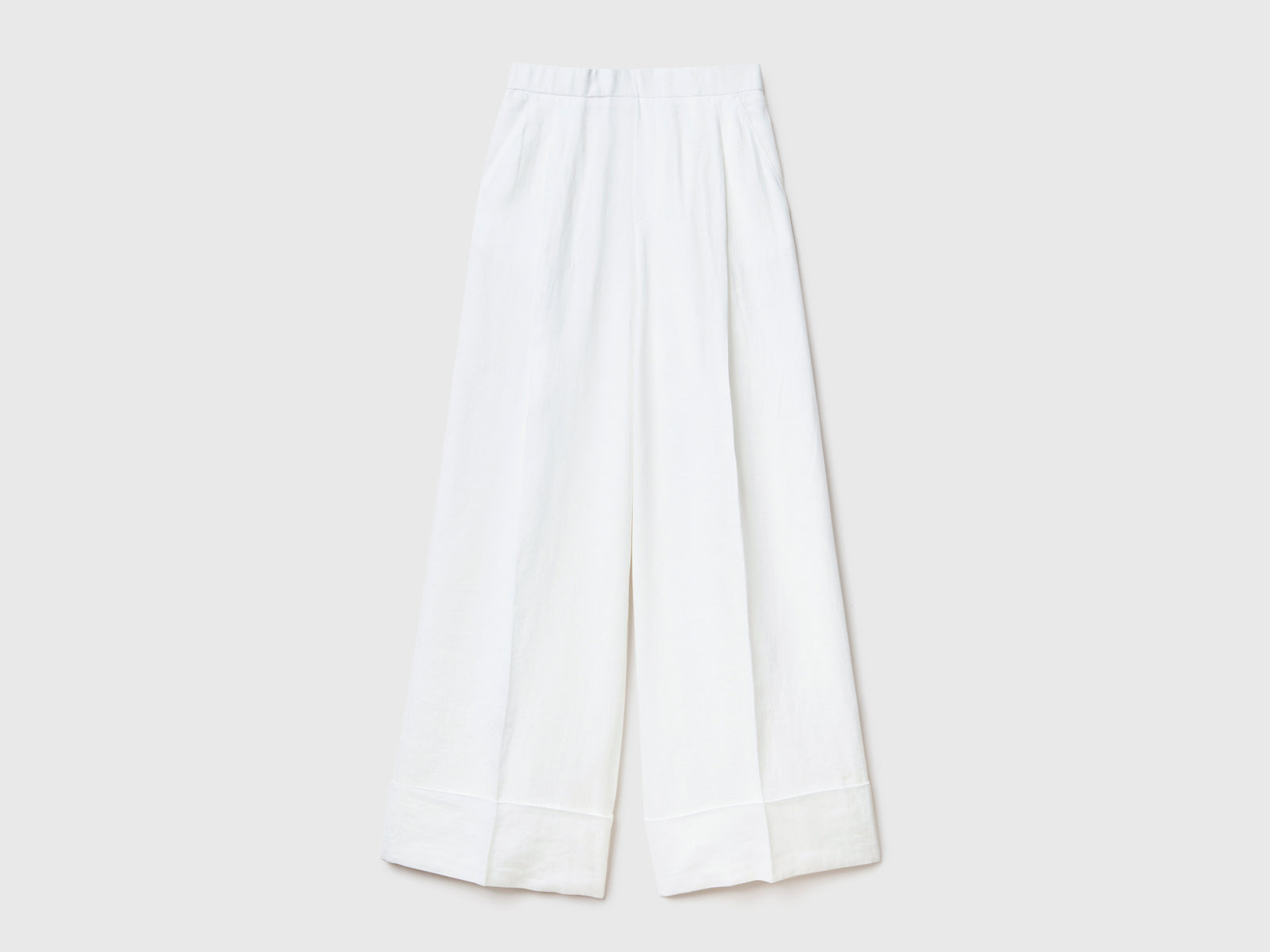 100% linen palazzo pants da donna bianco | Benetton Outlet
