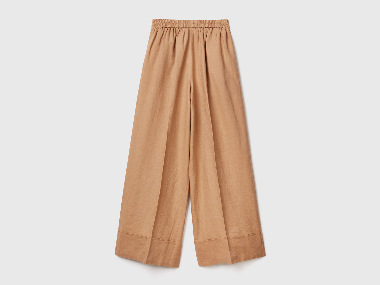 100% linen palazzo pants da donna cammello 2 | Benetton Outlet