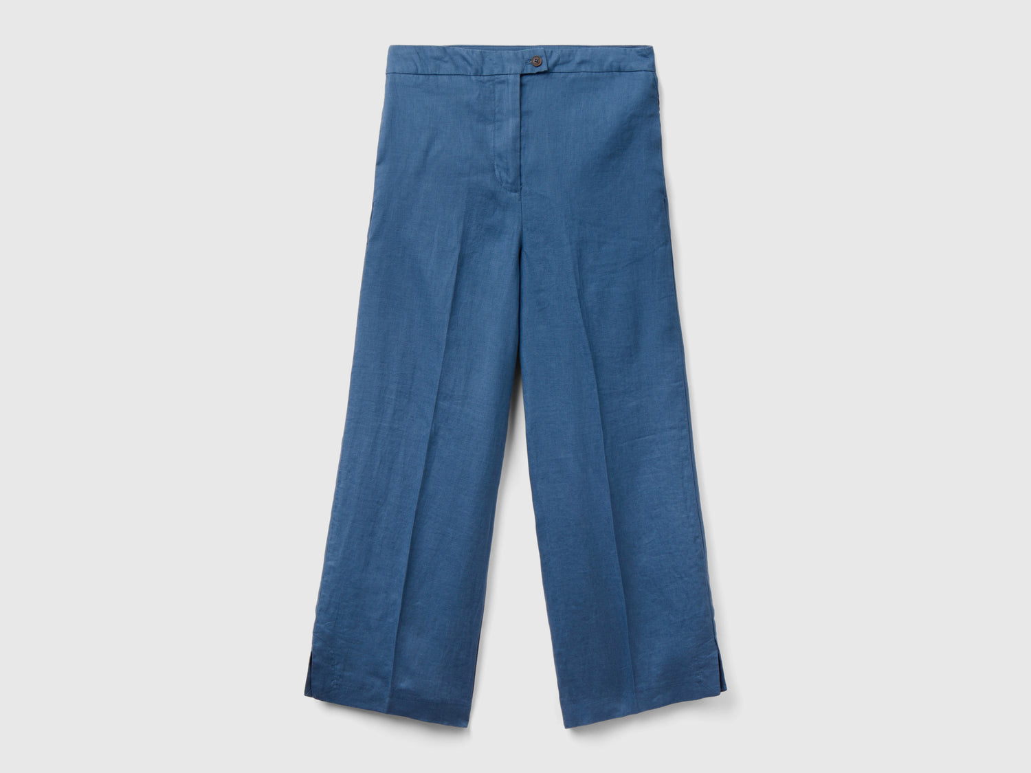 Pantaloni cropped in puro lino da donna avio | Benetton Outlet