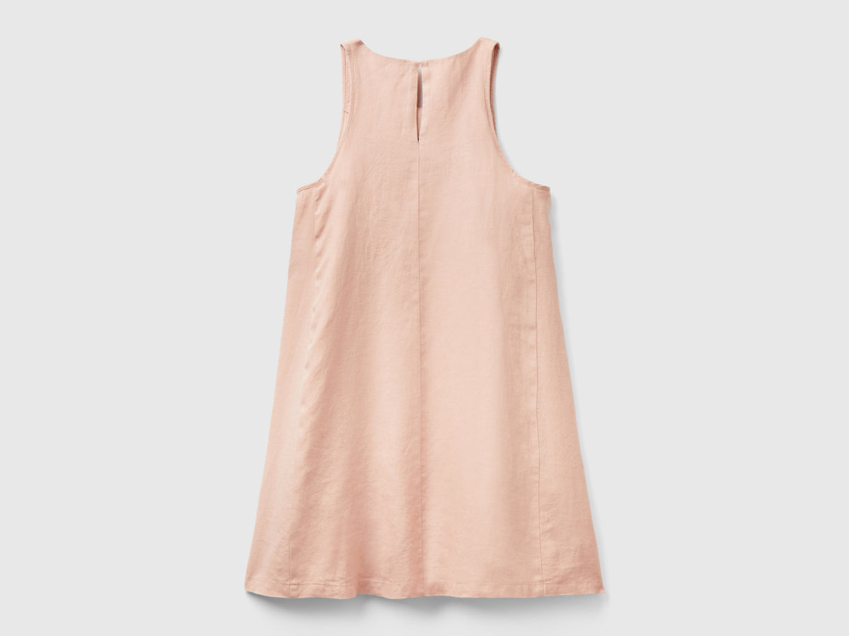 Vestito smanicato in puro lino