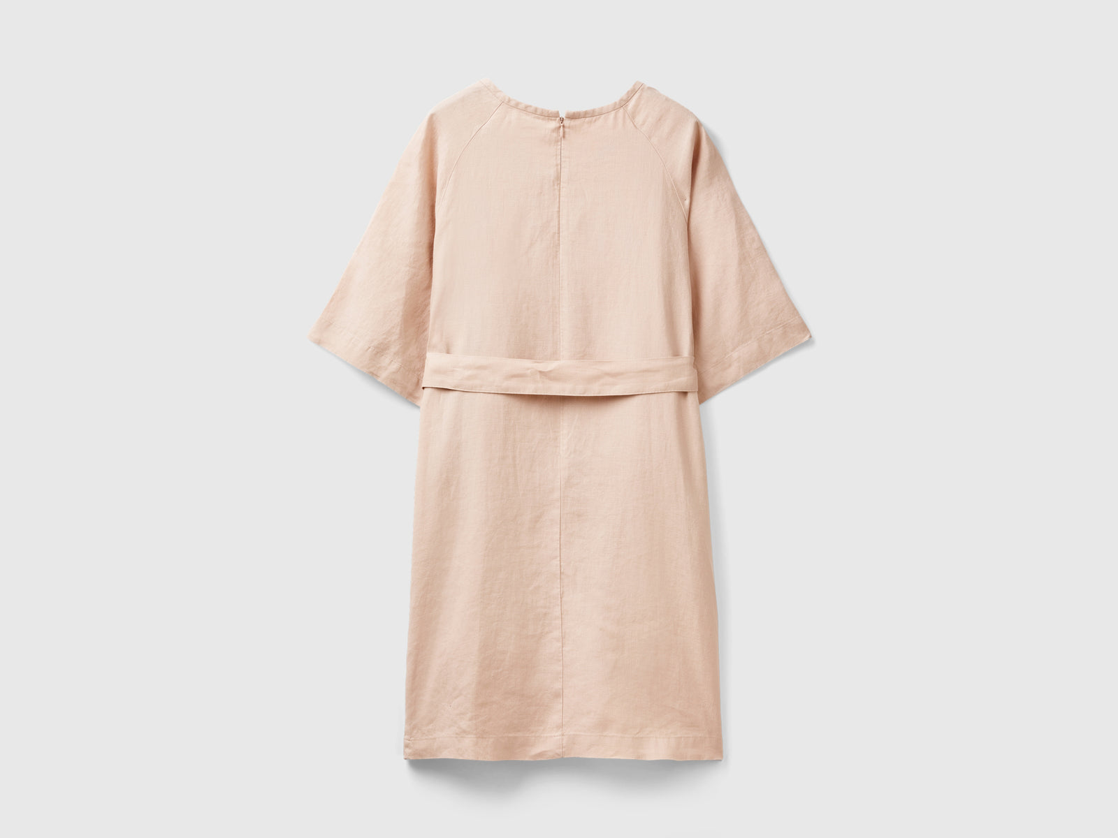 Abito corto in puro lino da donna rosa tenue 2 | Benetton Outlet