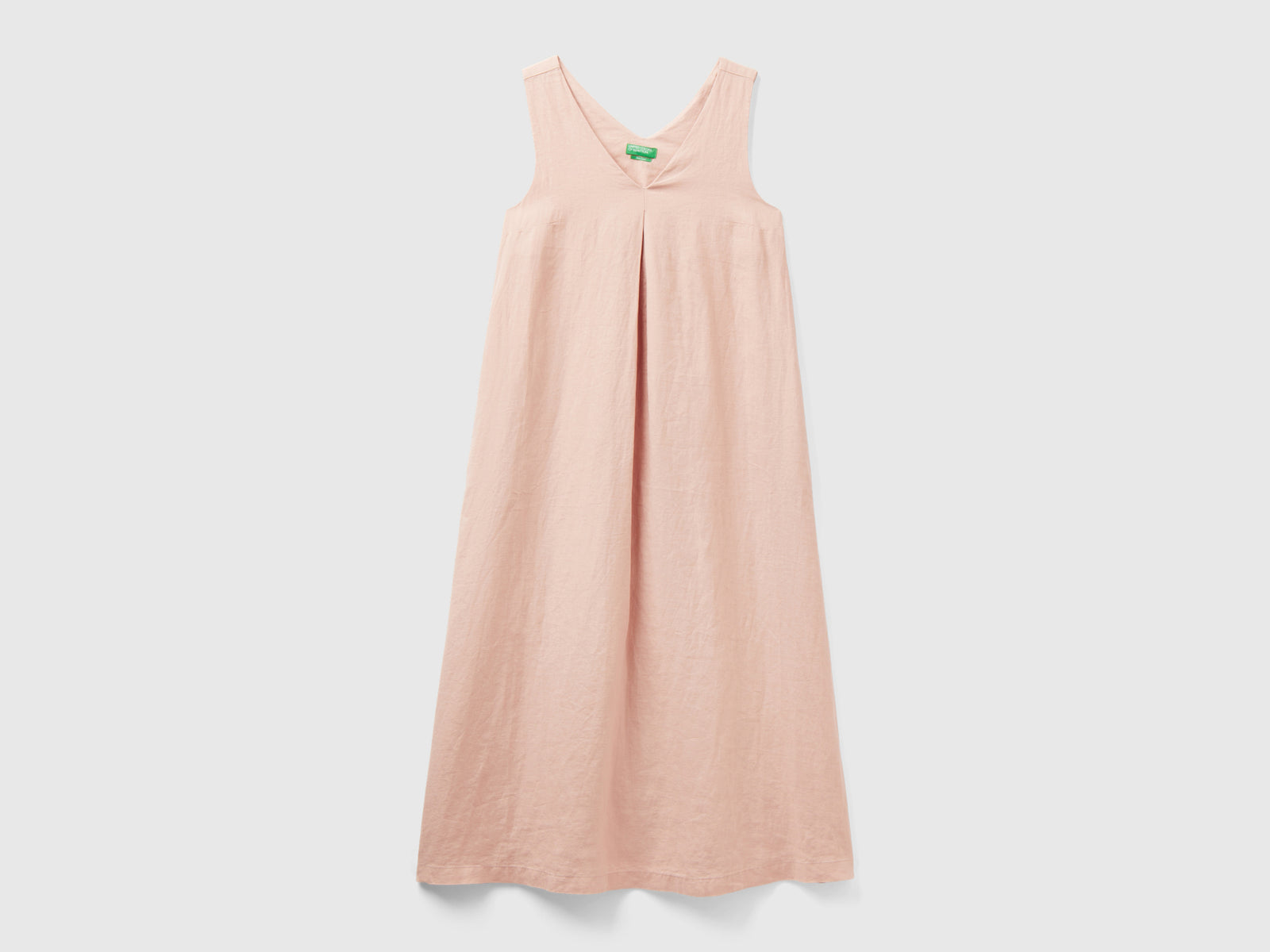 Sleeveless dress in pure linen da donna rosa tenue | Benetton Outlet
