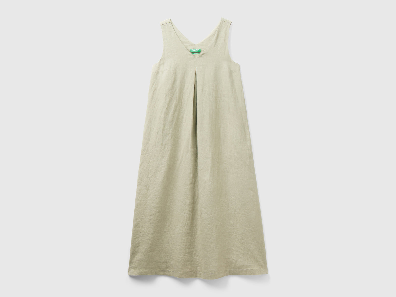 Vestito smanicato in puro lino da donna verde chiaro | Benetton Outlet