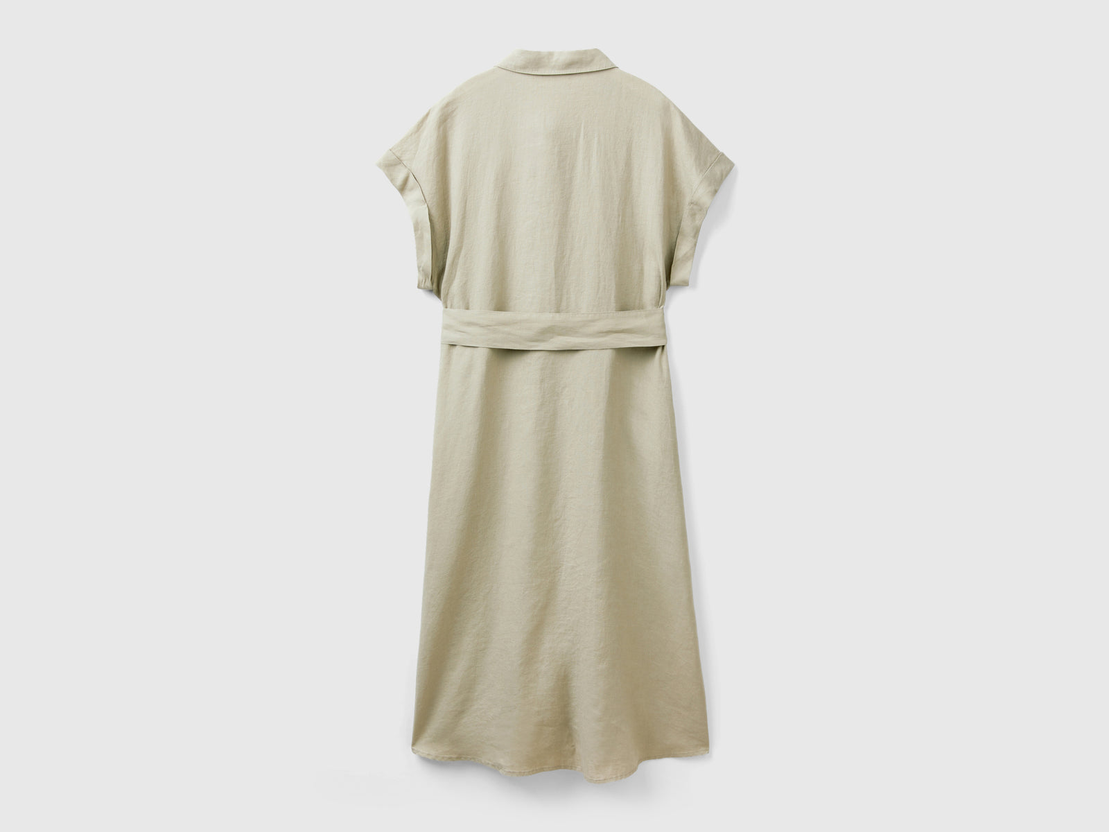 Chemisier midi in puro lino da donna verde chiaro 2 | Benetton Outlet