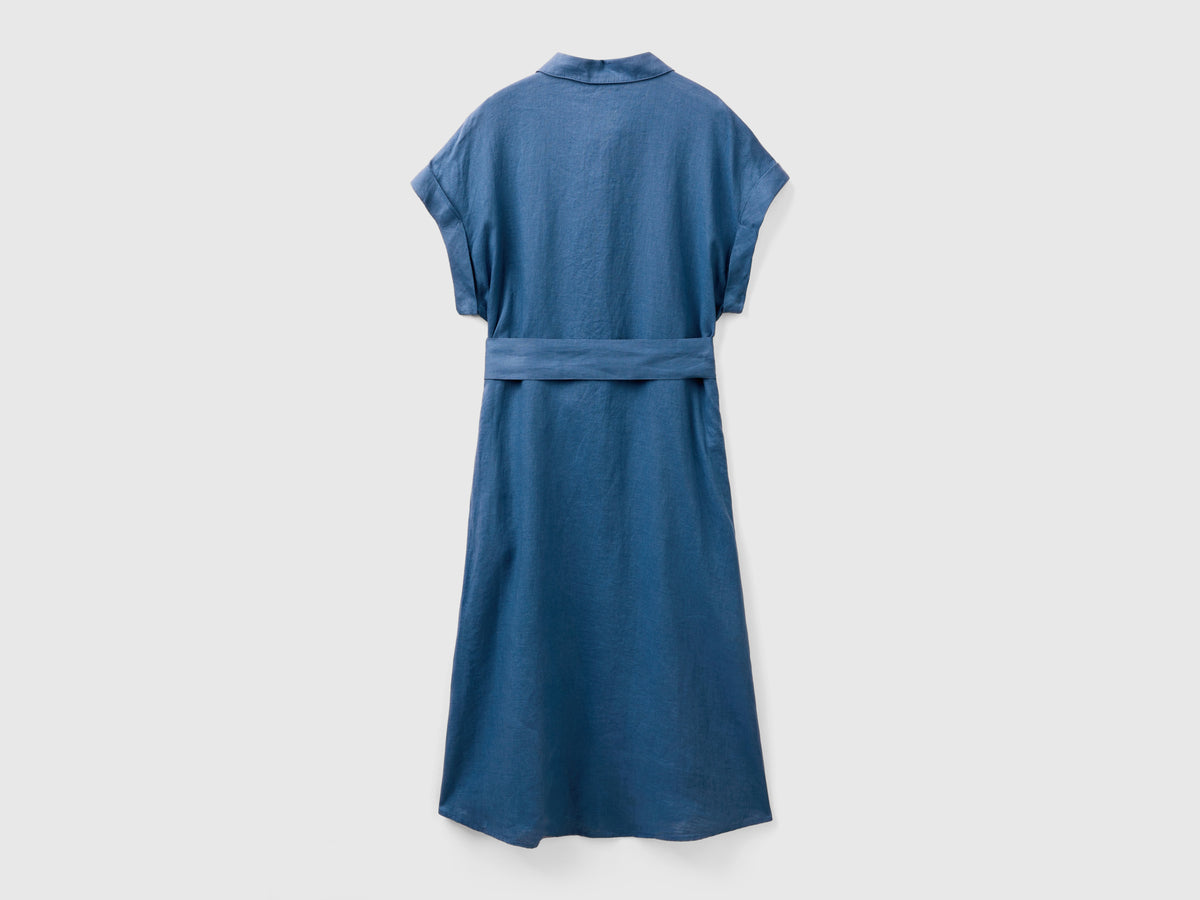 Midi shirt dress in pure linen