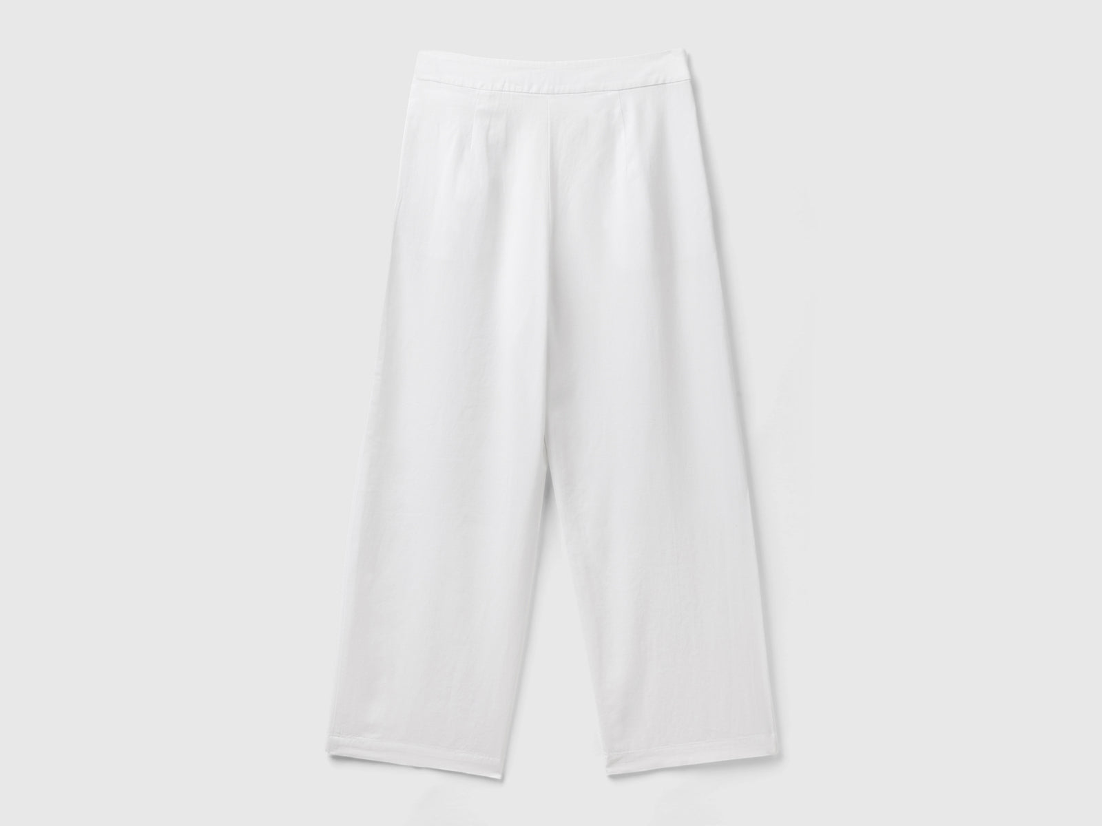 Sustainable viscose blend cropped trousers da donna bianco 2 | Benetton Outlet