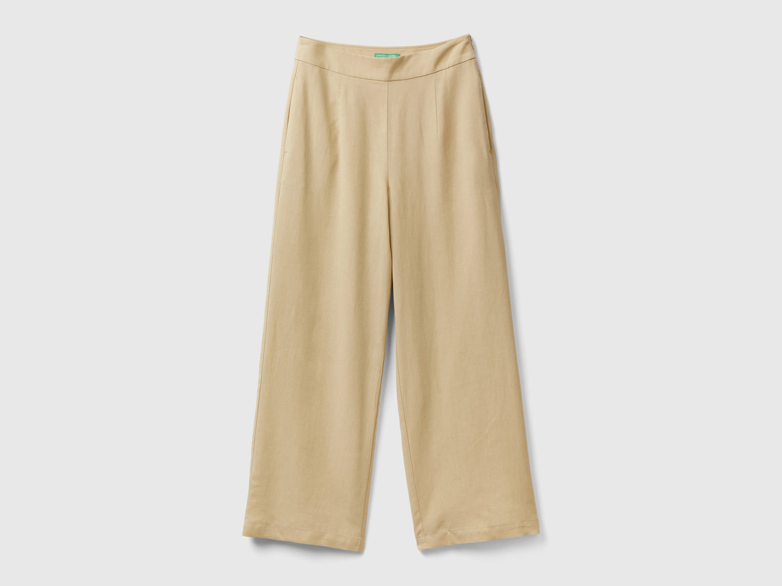 Sustainable viscose blend cropped trousers da donna beige | Benetton Outlet