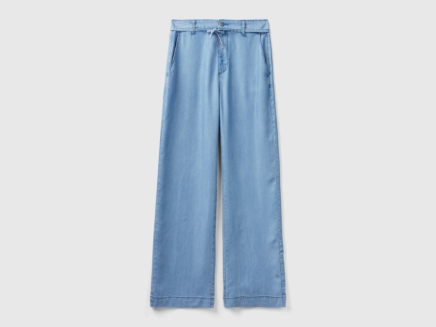 Pantaloni ampi in viscosa da donna azzurro | Benetton Outlet