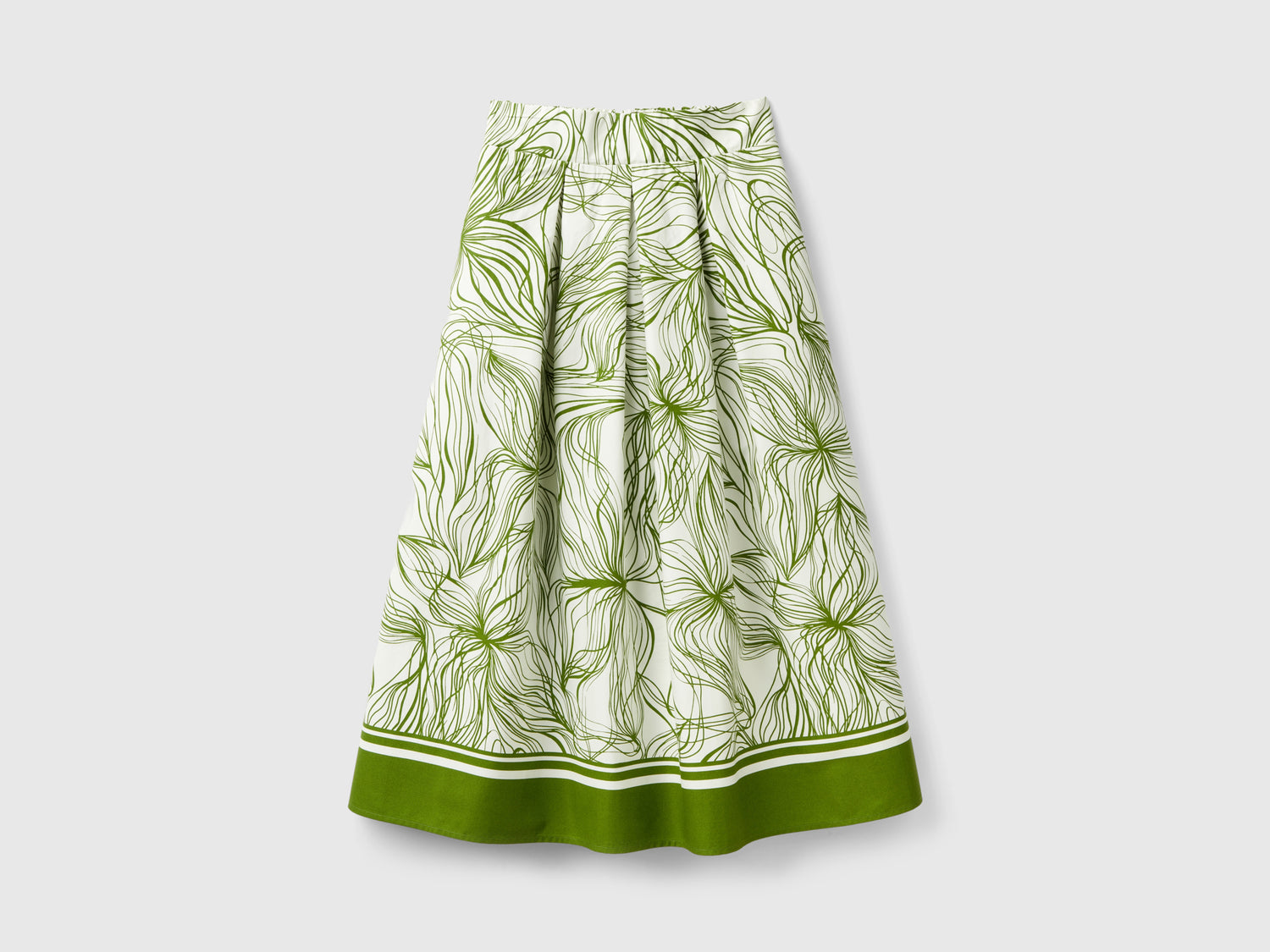 Sustainable viscose blend midi skirt da donna verde oliva | Benetton Outlet