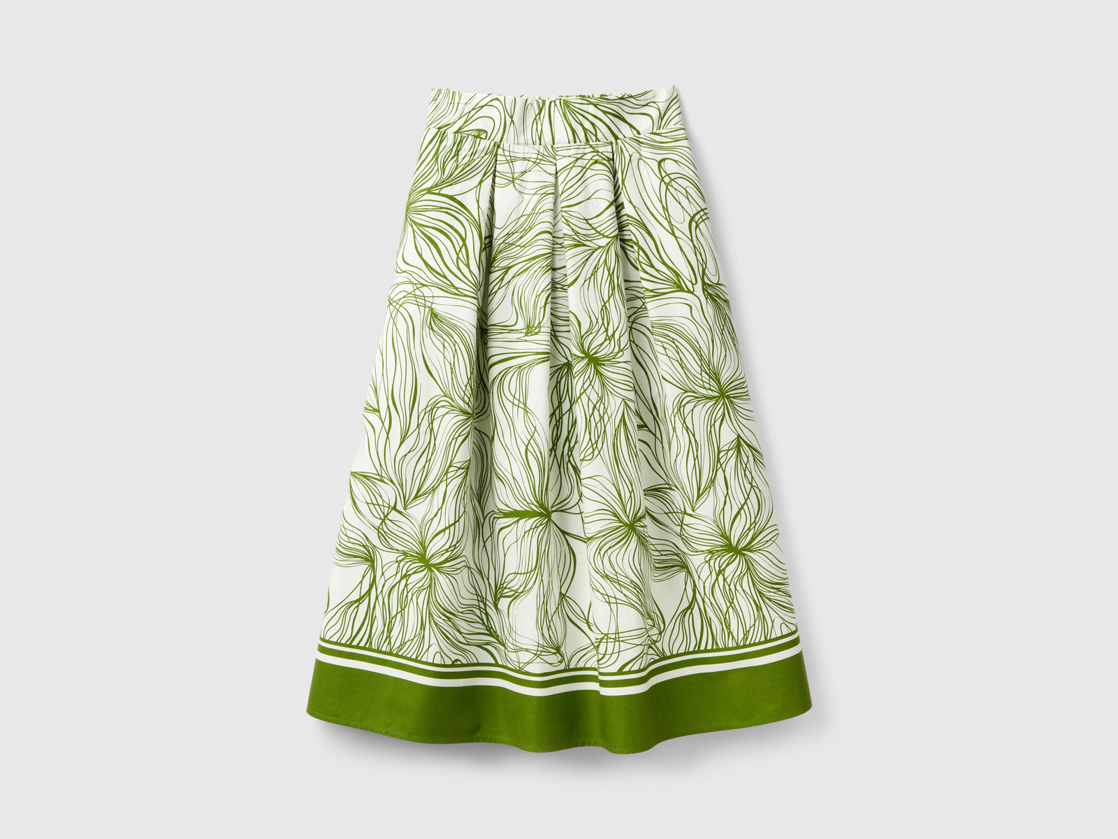 Sustainable viscose blend midi skirt da donna verde oliva | Benetton Outlet