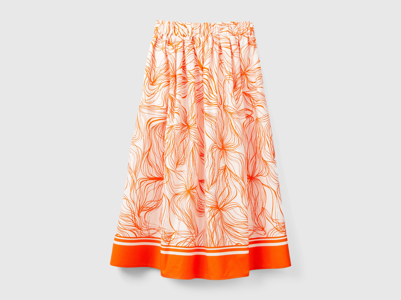 Gonna midi in misto viscosa sostenibile da donna arancione 2 | Benetton Outlet