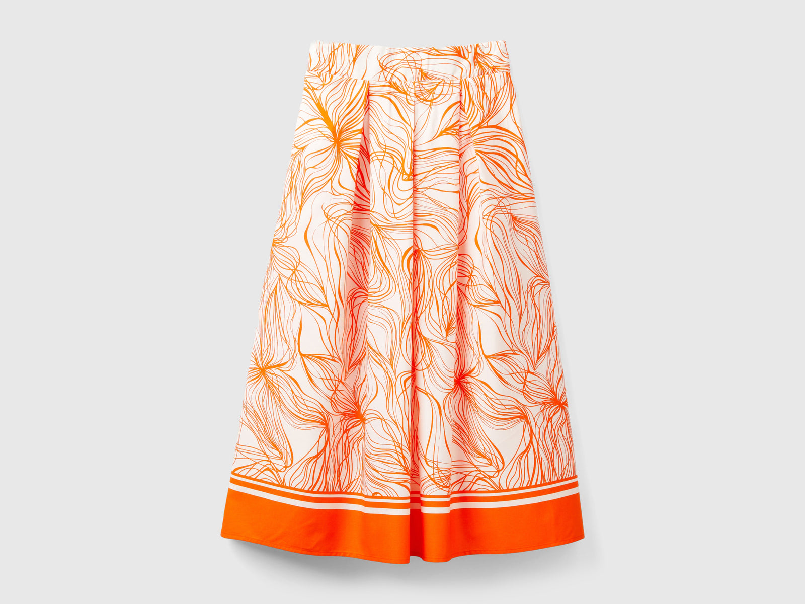 Gonna midi in misto viscosa sostenibile da donna arancione | Benetton Outlet