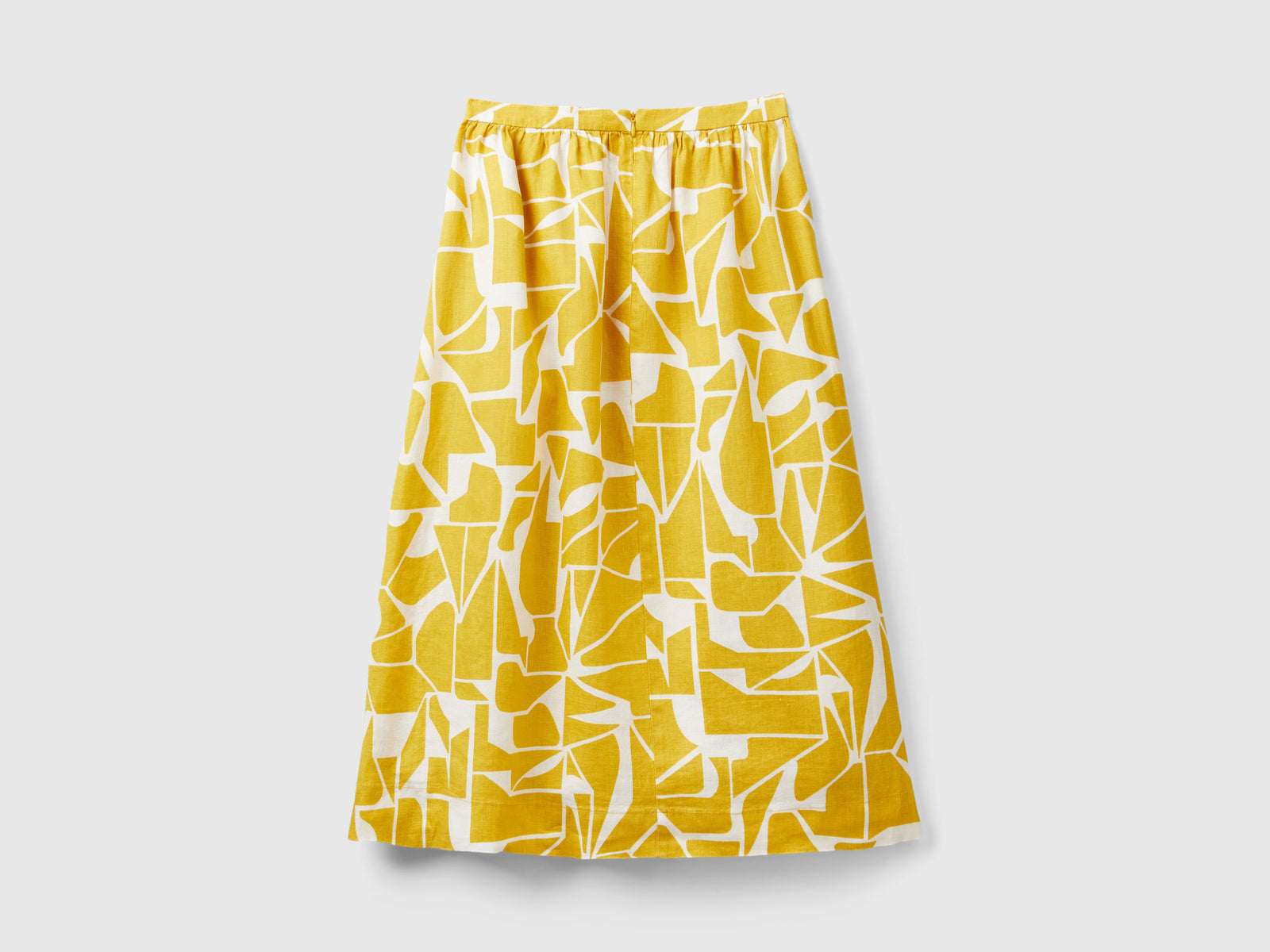 Gonna in lino stampato da donna senape 2 | Benetton Outlet