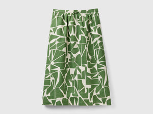 Printed linen skirt