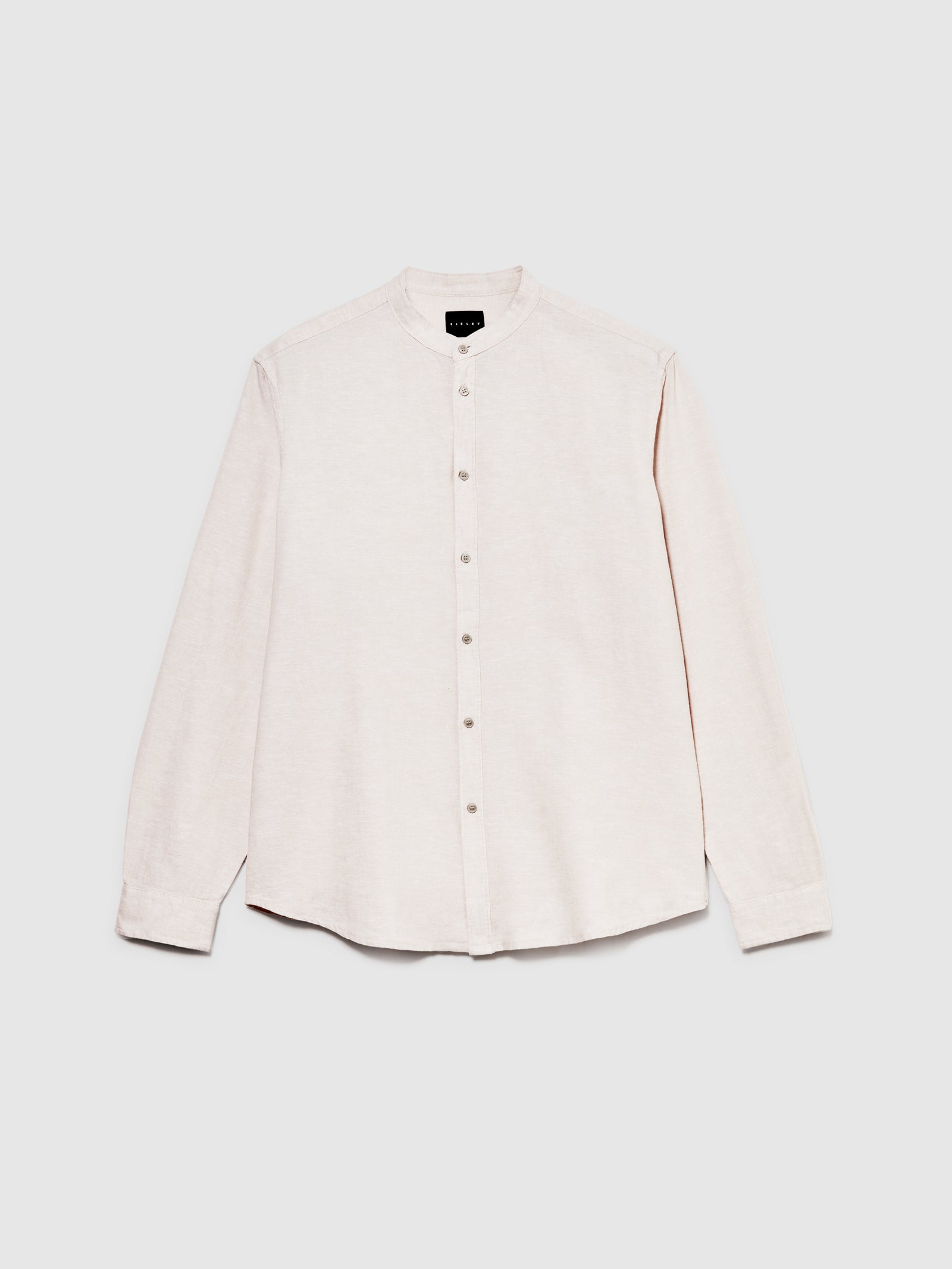 Camicia alla coreana in misto lino da uomo bianco panna | Sisley Outlet