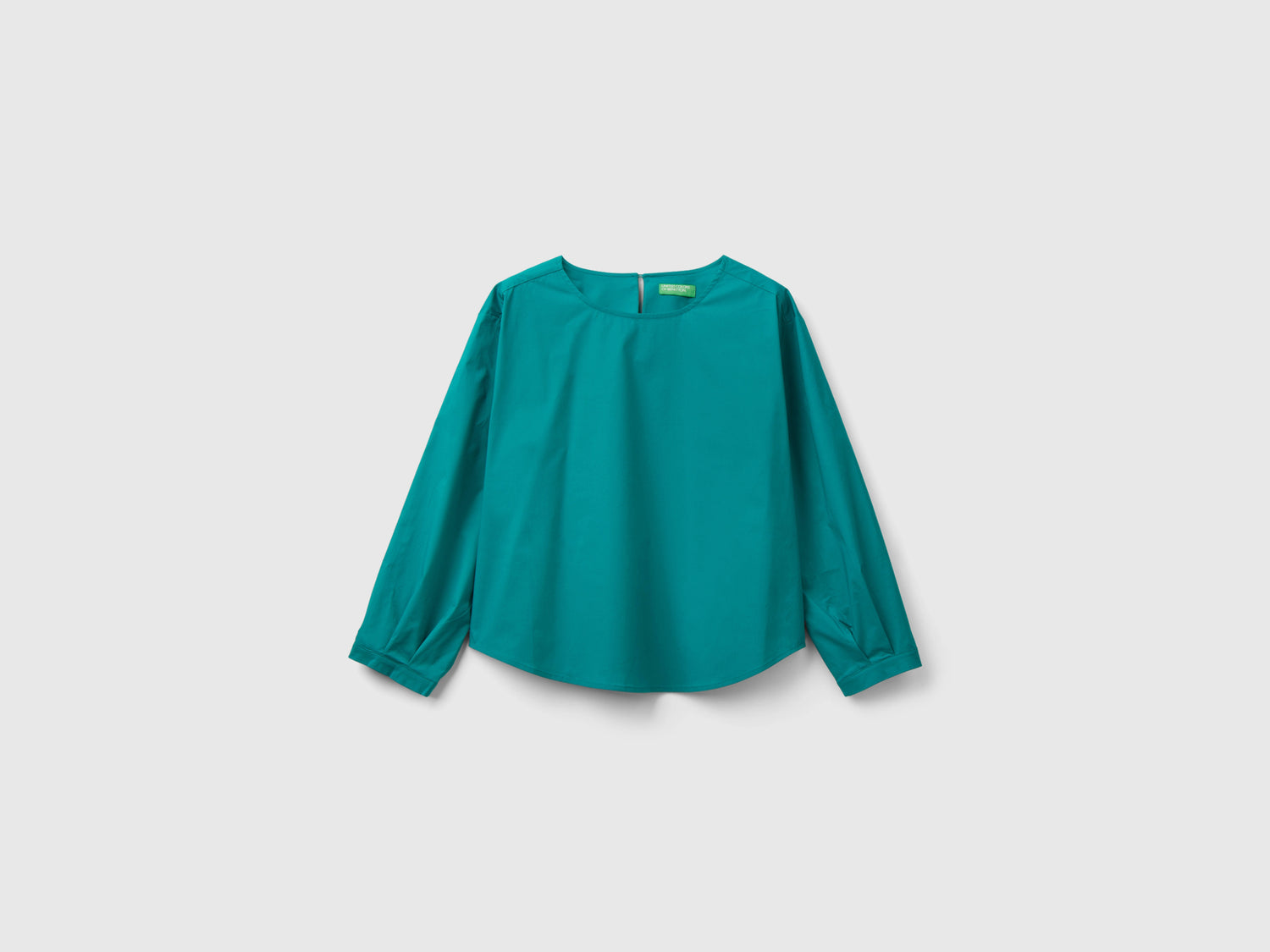 Blusa in cotone leggero da donna verde ottanio | Benetton Outlet