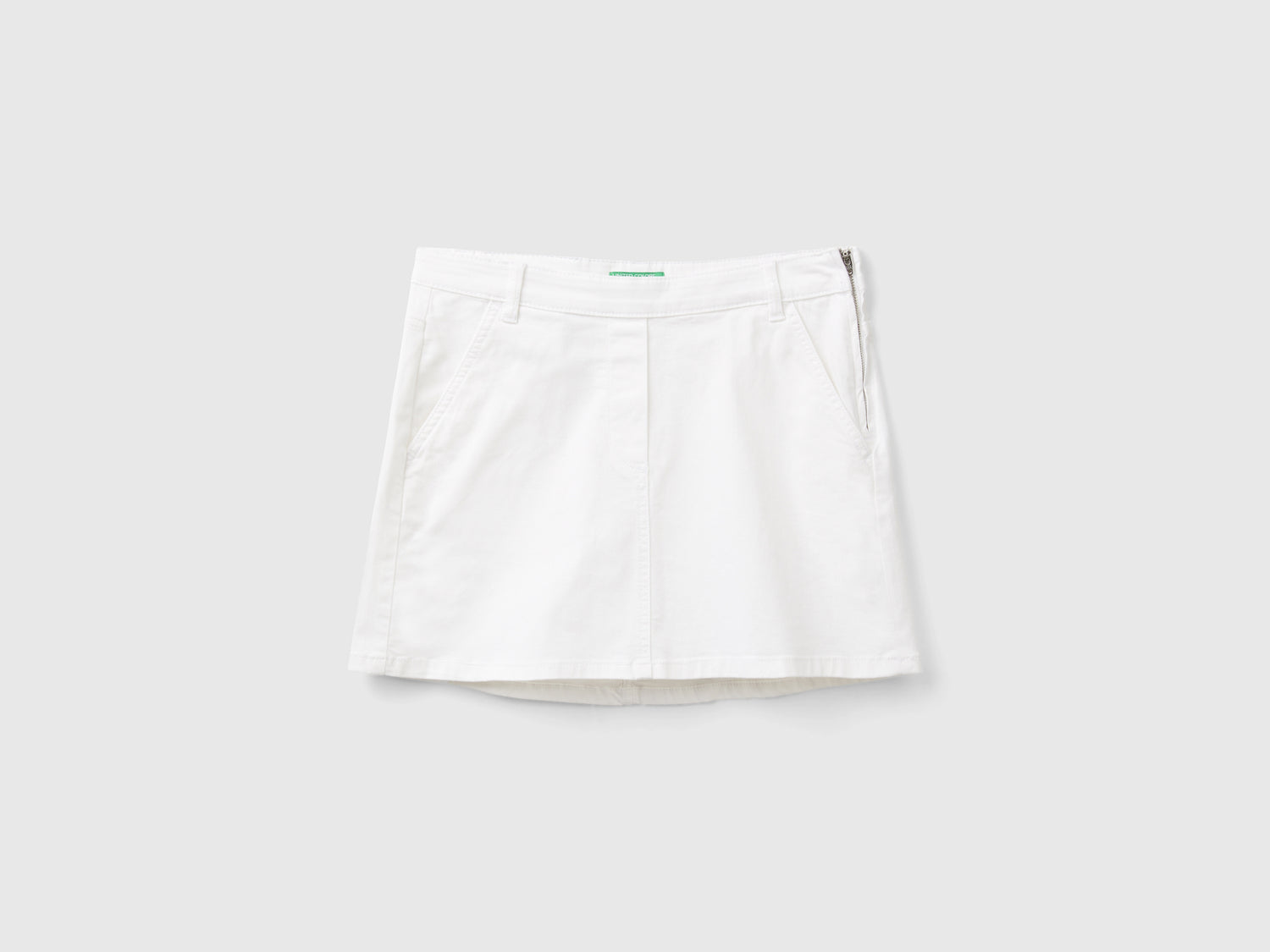 Minigonna in cotone stretch da donna bianco | Benetton Outlet