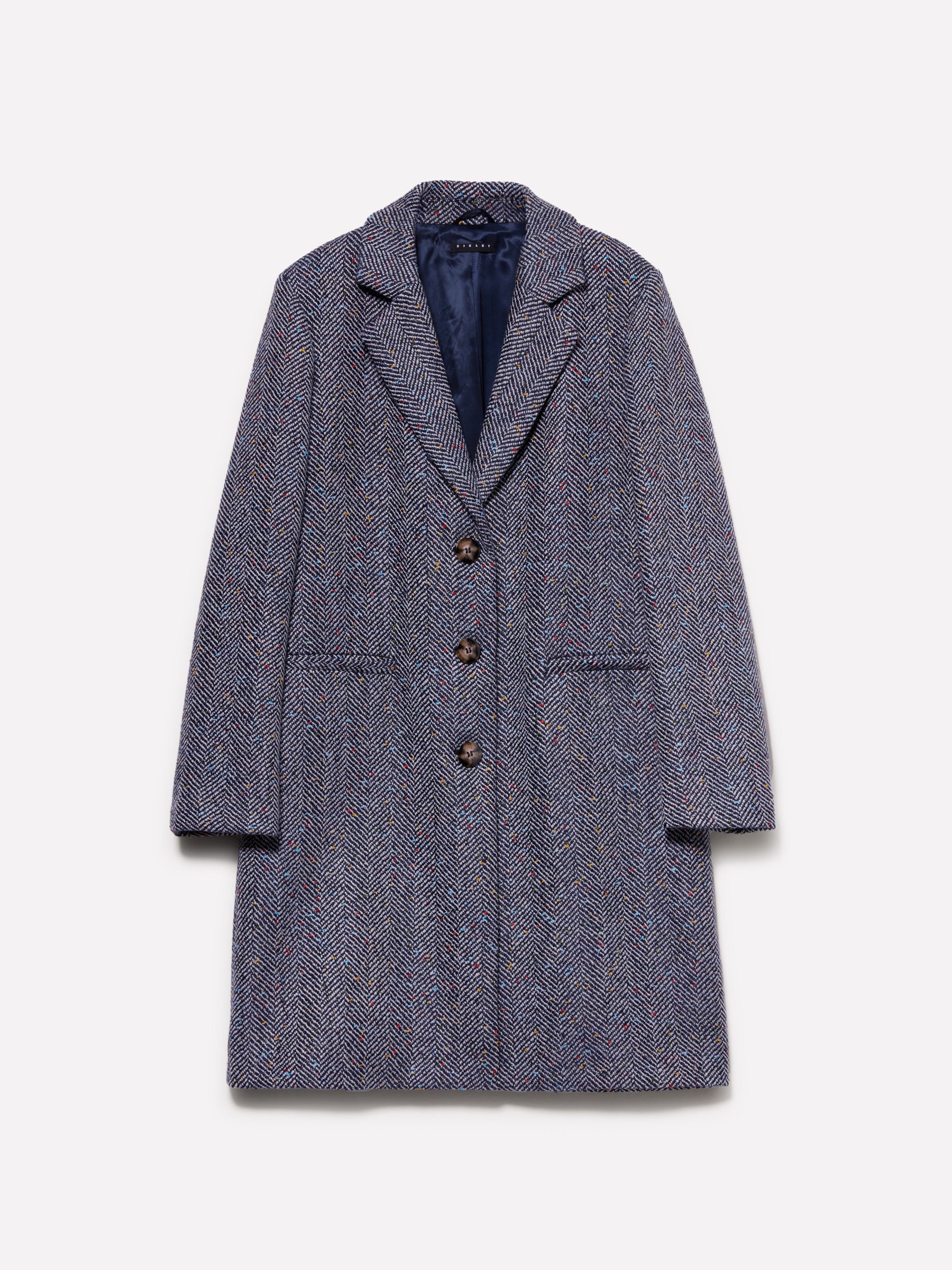 Cappotto fantasia chevron da donna grigio Sisley Outlet