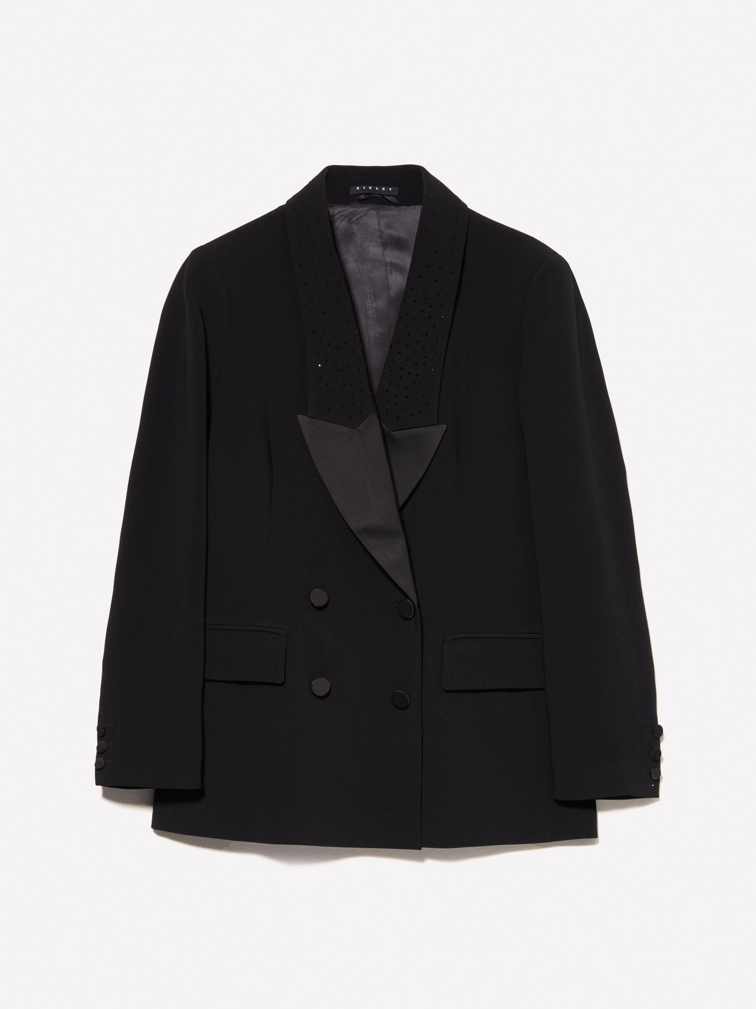 Blazer doppiopetto con strass da donna nero | Sisley Outlet