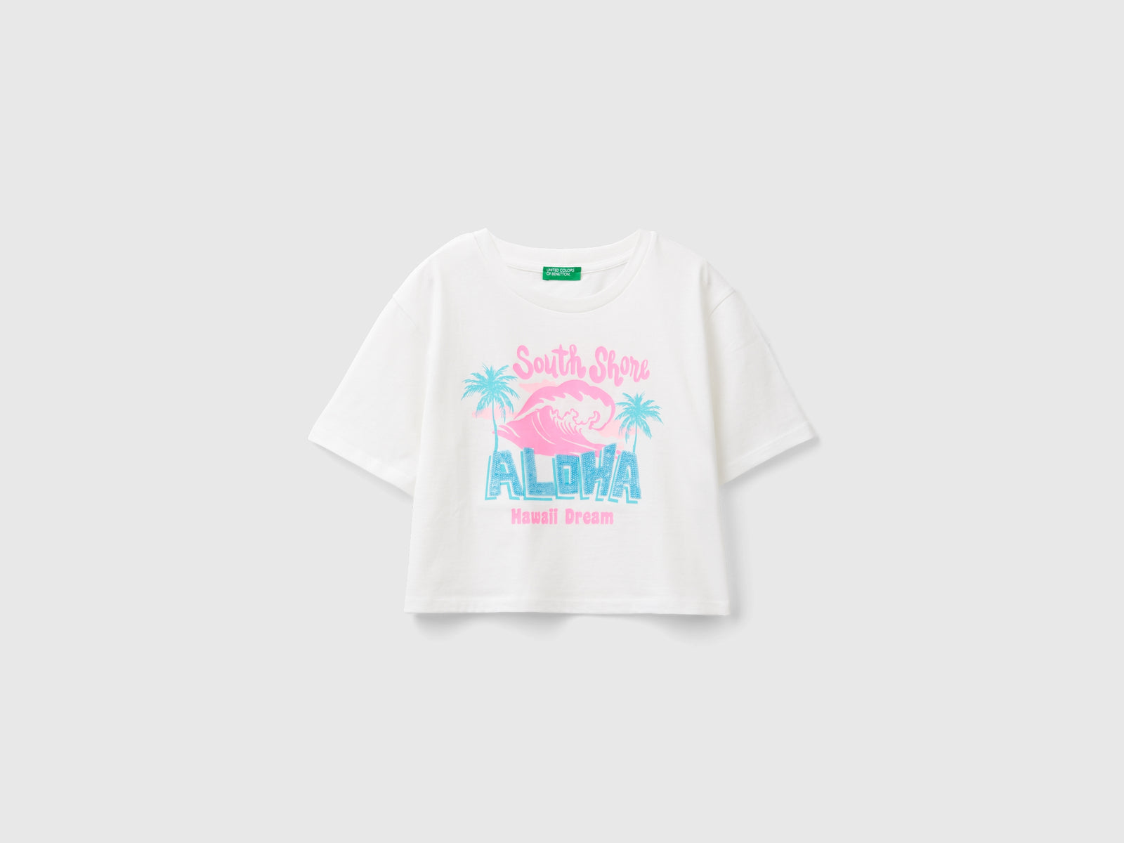 Boxy fit T-shirt with print da bambina bianco | Benetton Outlet