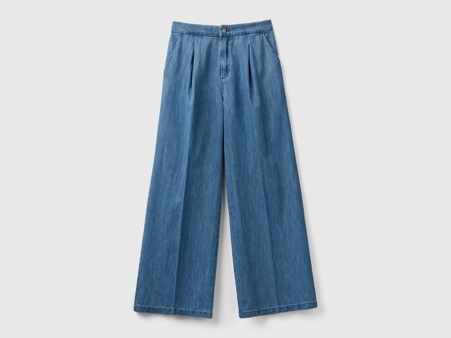 Pantaloni in denim wide fit da donna azzurro | Benetton Outlet