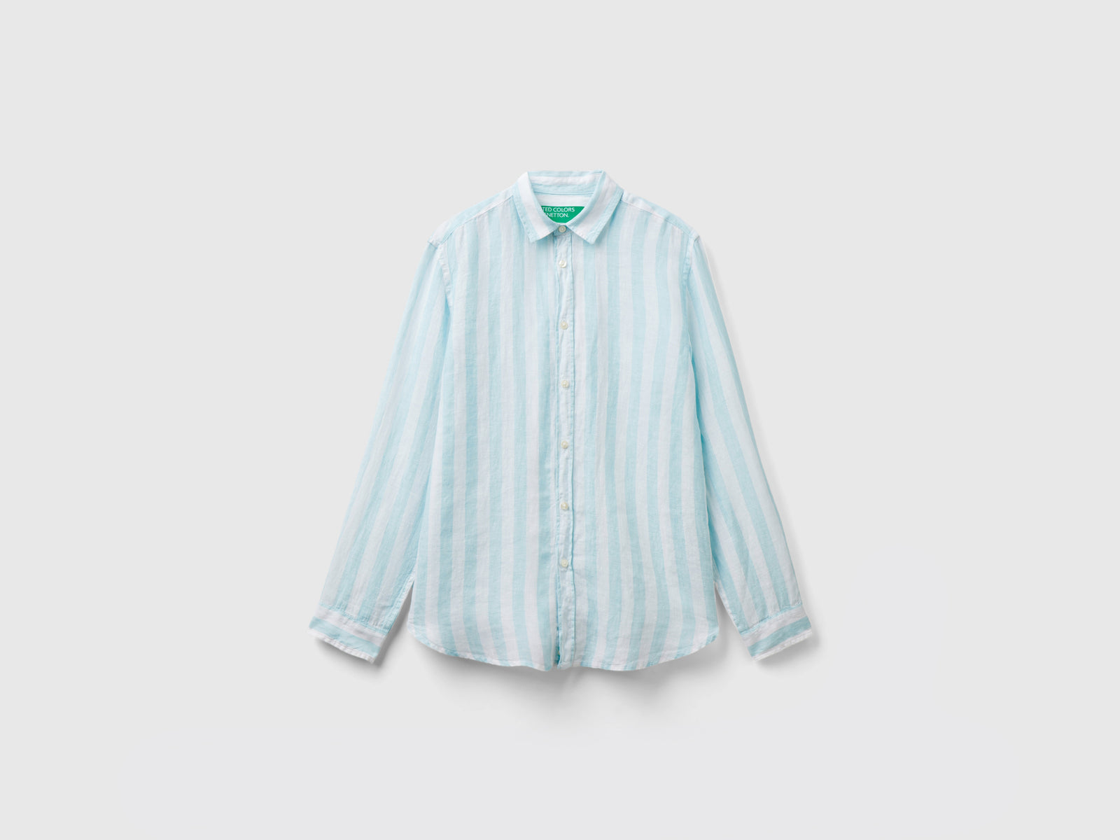 Camicia in puro lino da uomo azzurro | Benetton Outlet