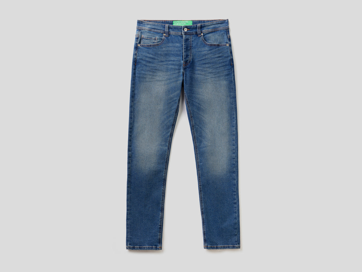Five-pocket slim fit jeans da uomo blu | Benetton Outlet