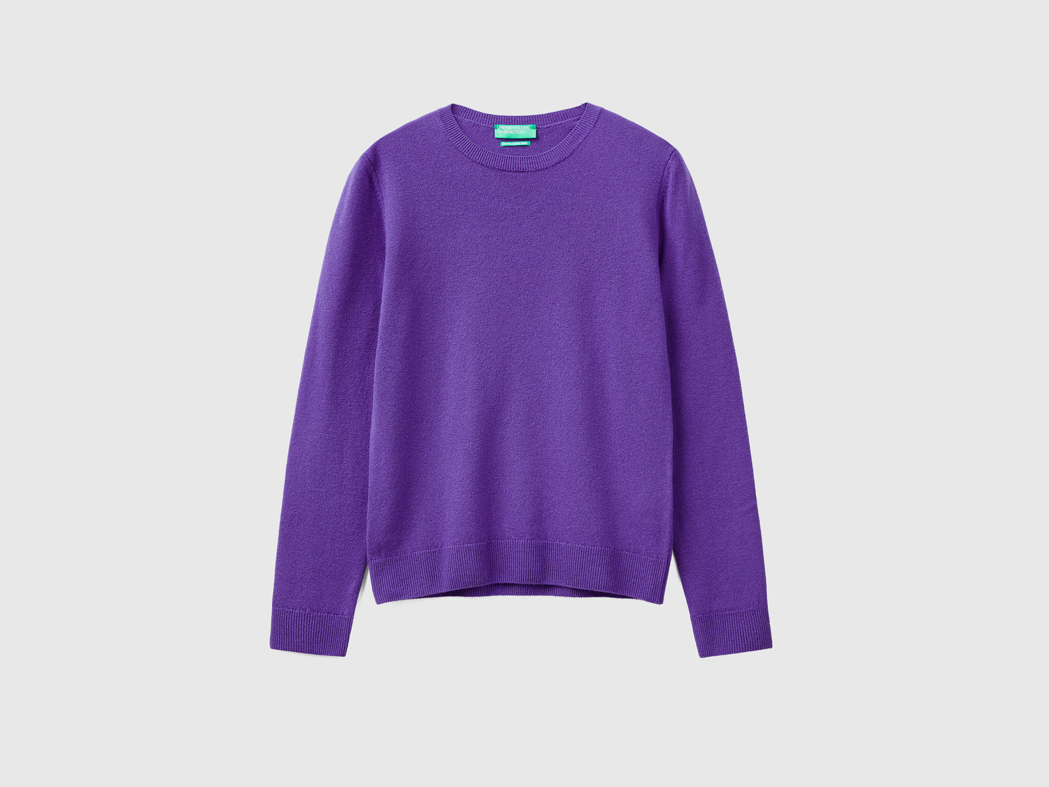 Maglia girocollo in pura lana Merino da donna viola | Benetton Outlet