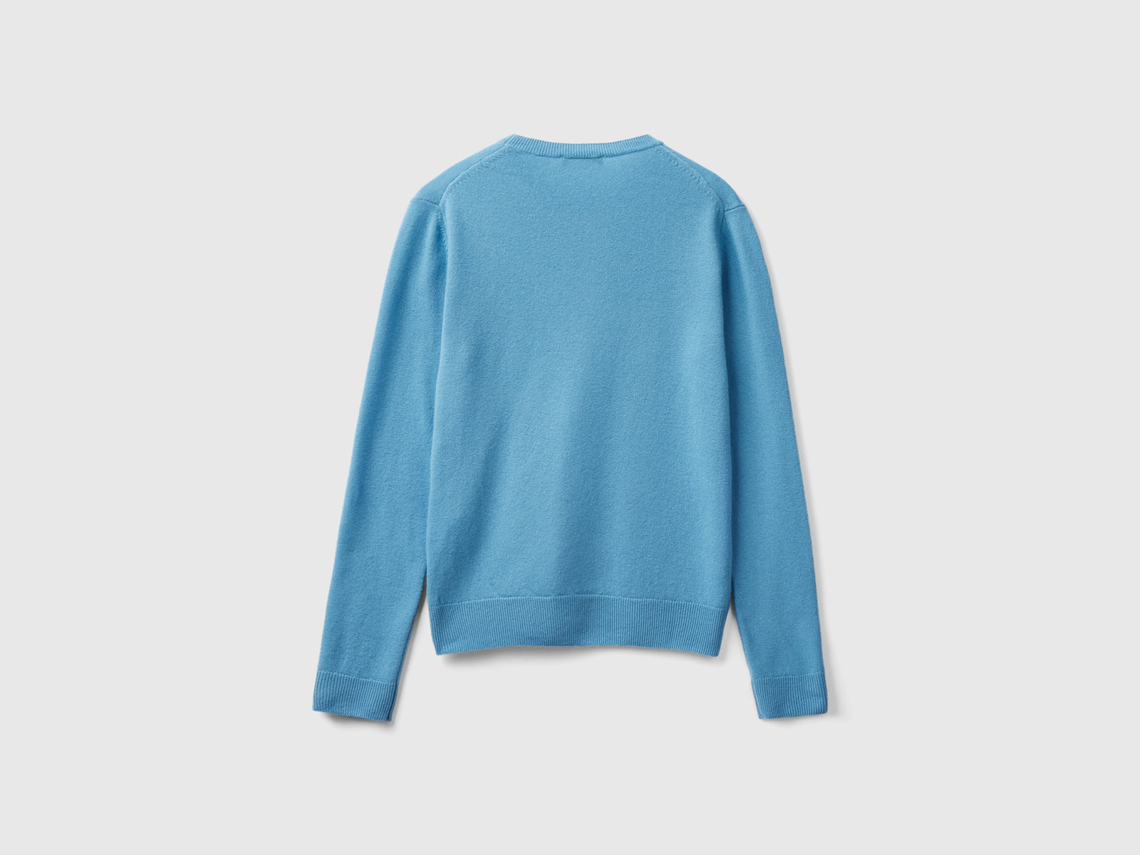 Maglia girocollo azzurra in lana Merino da donna azzurro 2 | Benetton Outlet