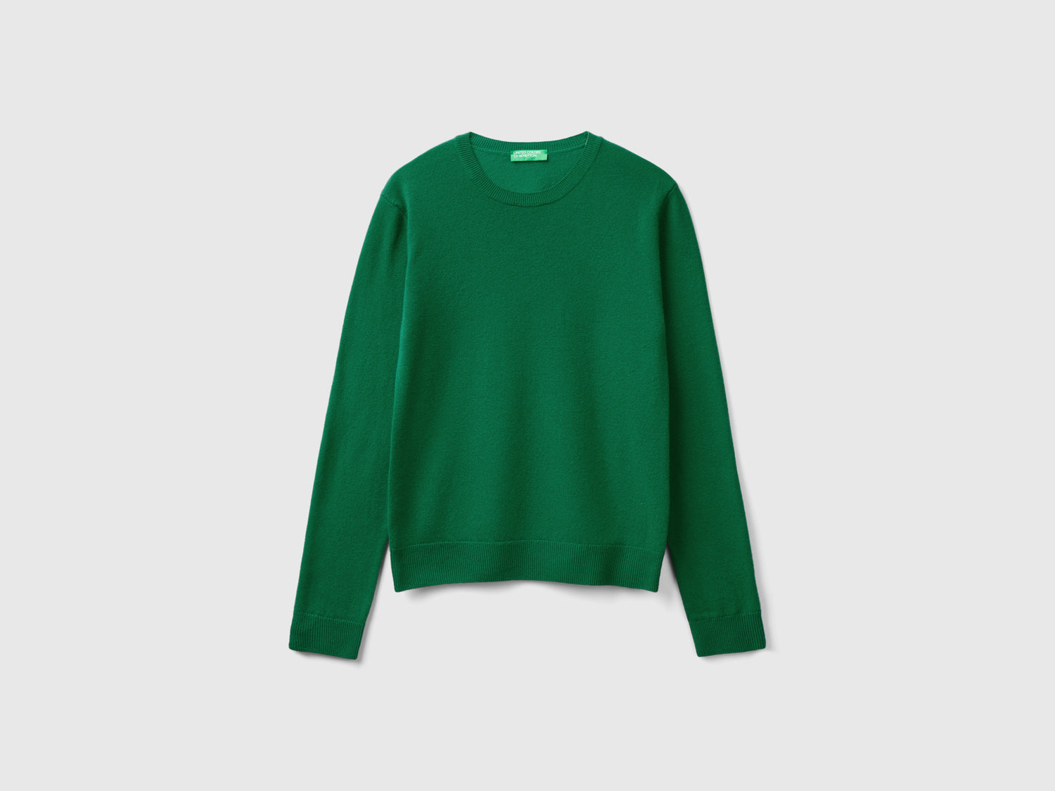 Maglia girocollo bosco in lana Merino da donna verde | Benetton Outlet