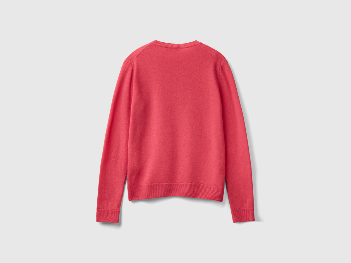 Maglia girocollo rosso in lana Merino