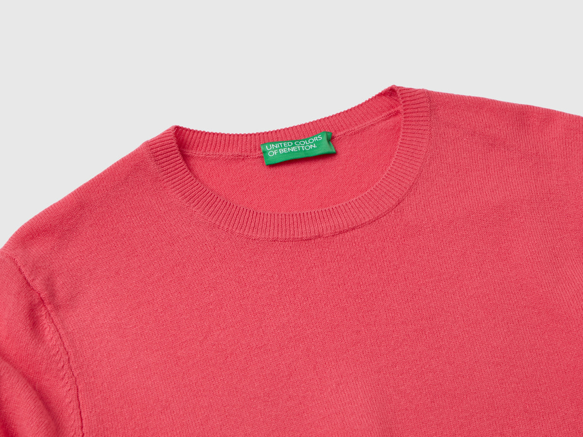 Maglia girocollo rosso in lana Merino