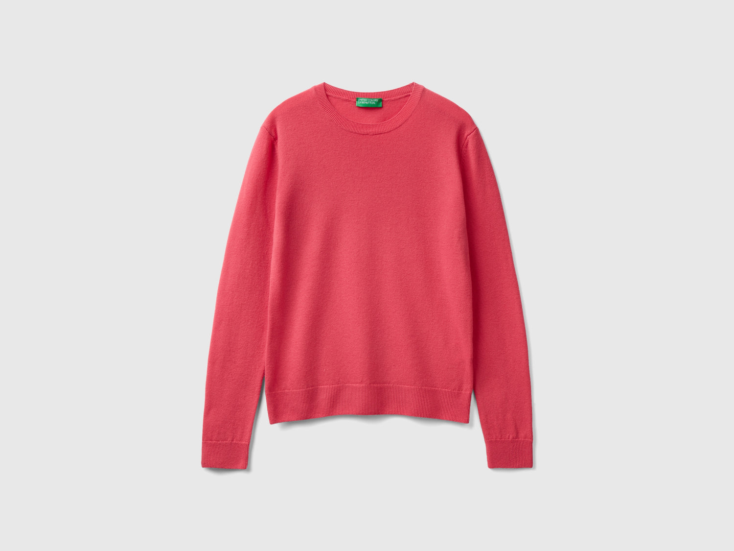 Maglia girocollo rosso in lana Merino da donna fragola | Benetton Outlet