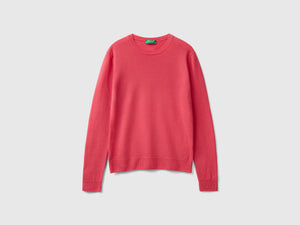 Maglia girocollo rosso in lana Merino
